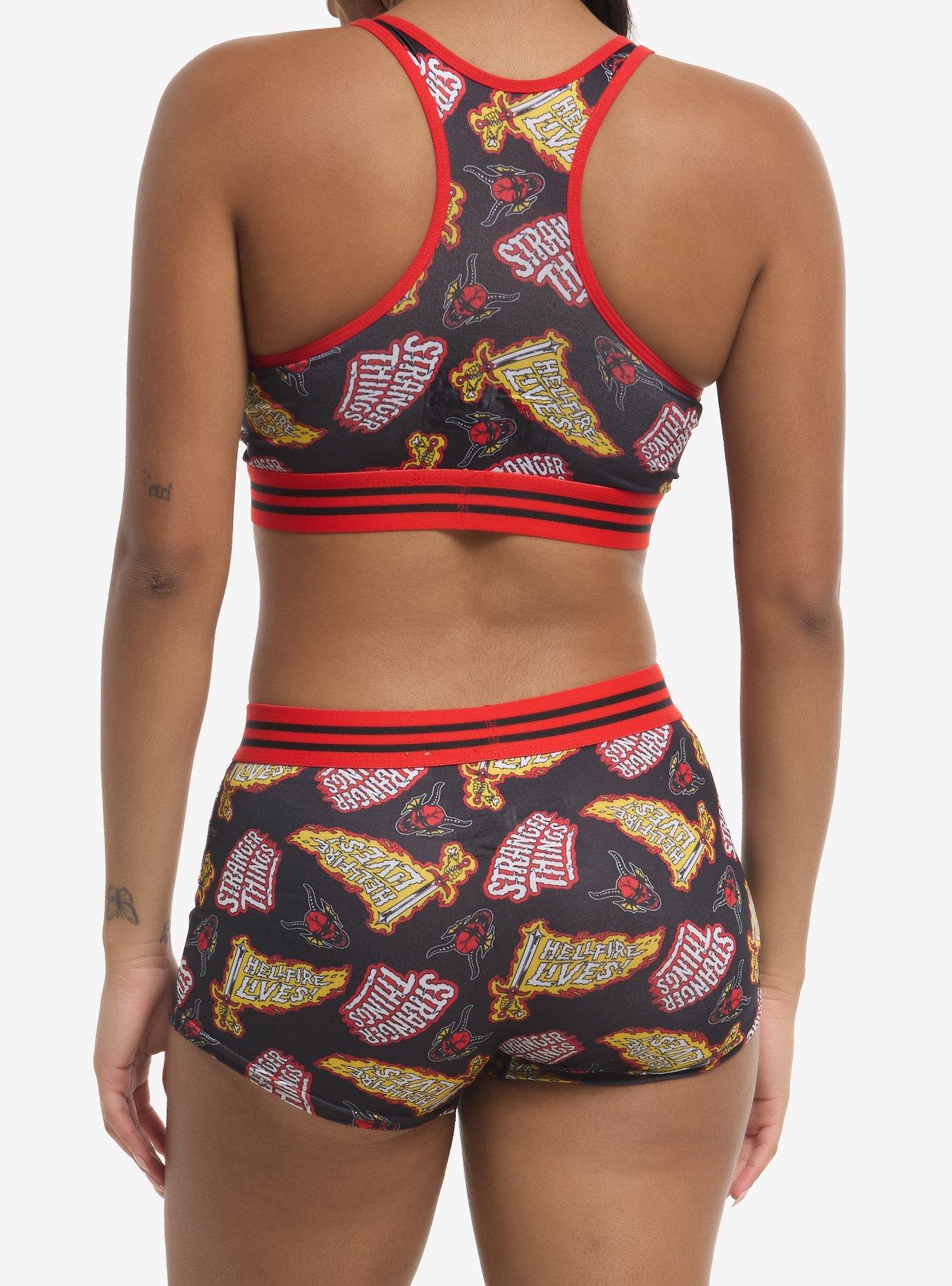 Stranger Things Hellfire Club Bra & Boyshort Panty Set, MULTI, alternate