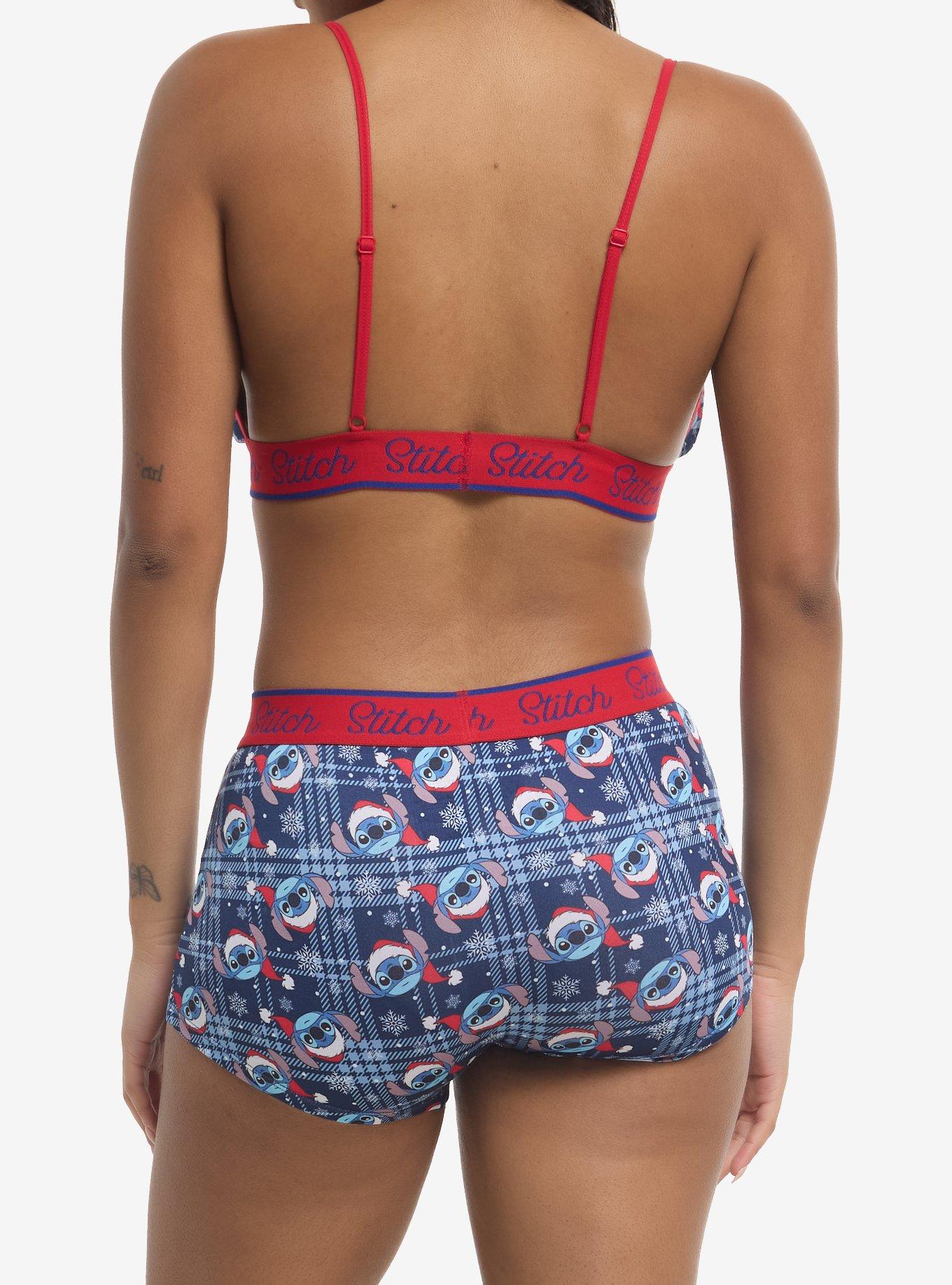 Disney Stitch Plaid Holiday Bra & Boyshort Panty Set, MULTI, alternate