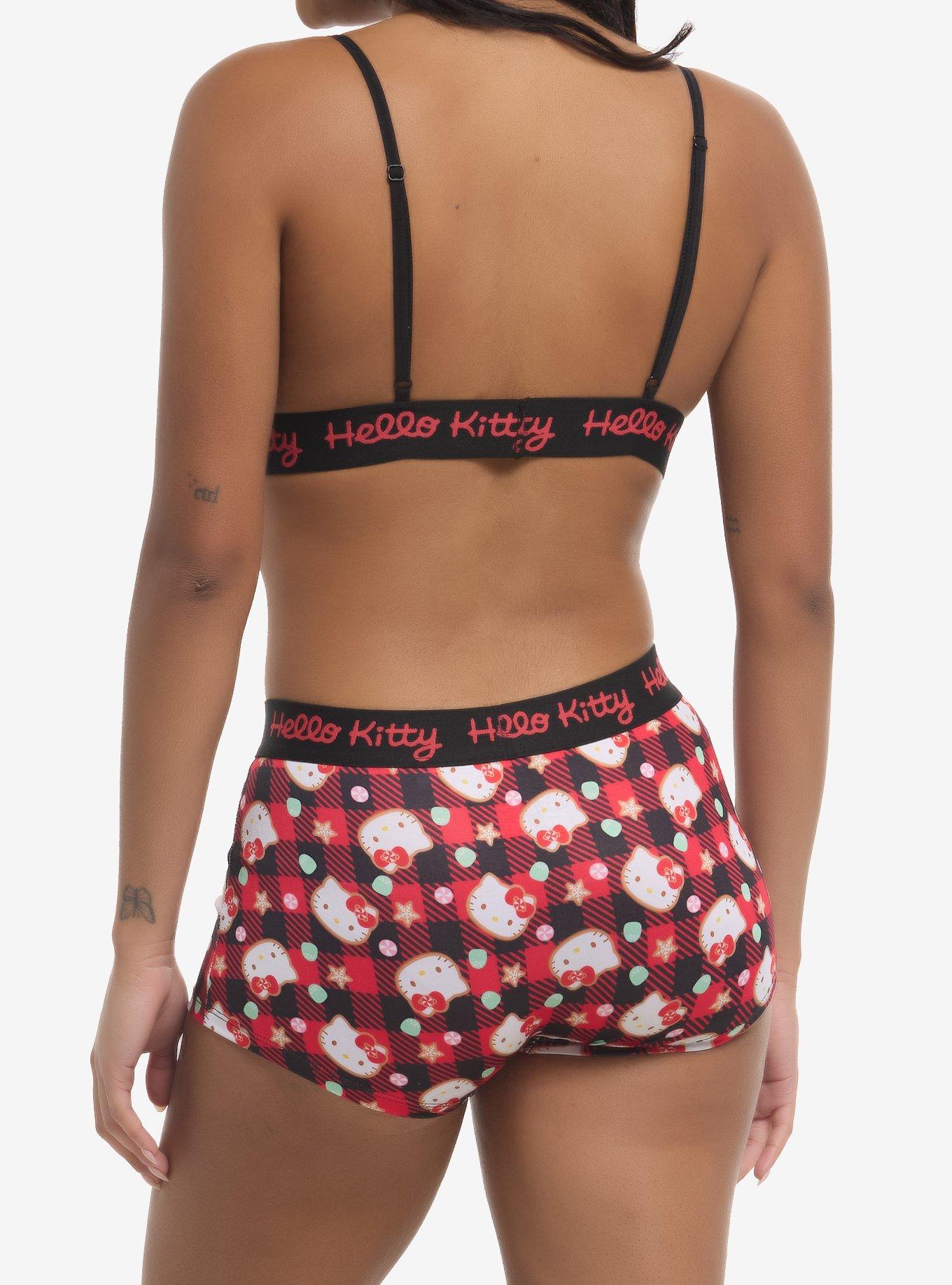 Hello Kitty Plaid Festive Bra & Boyshort Panty Set, MULTI, alternate