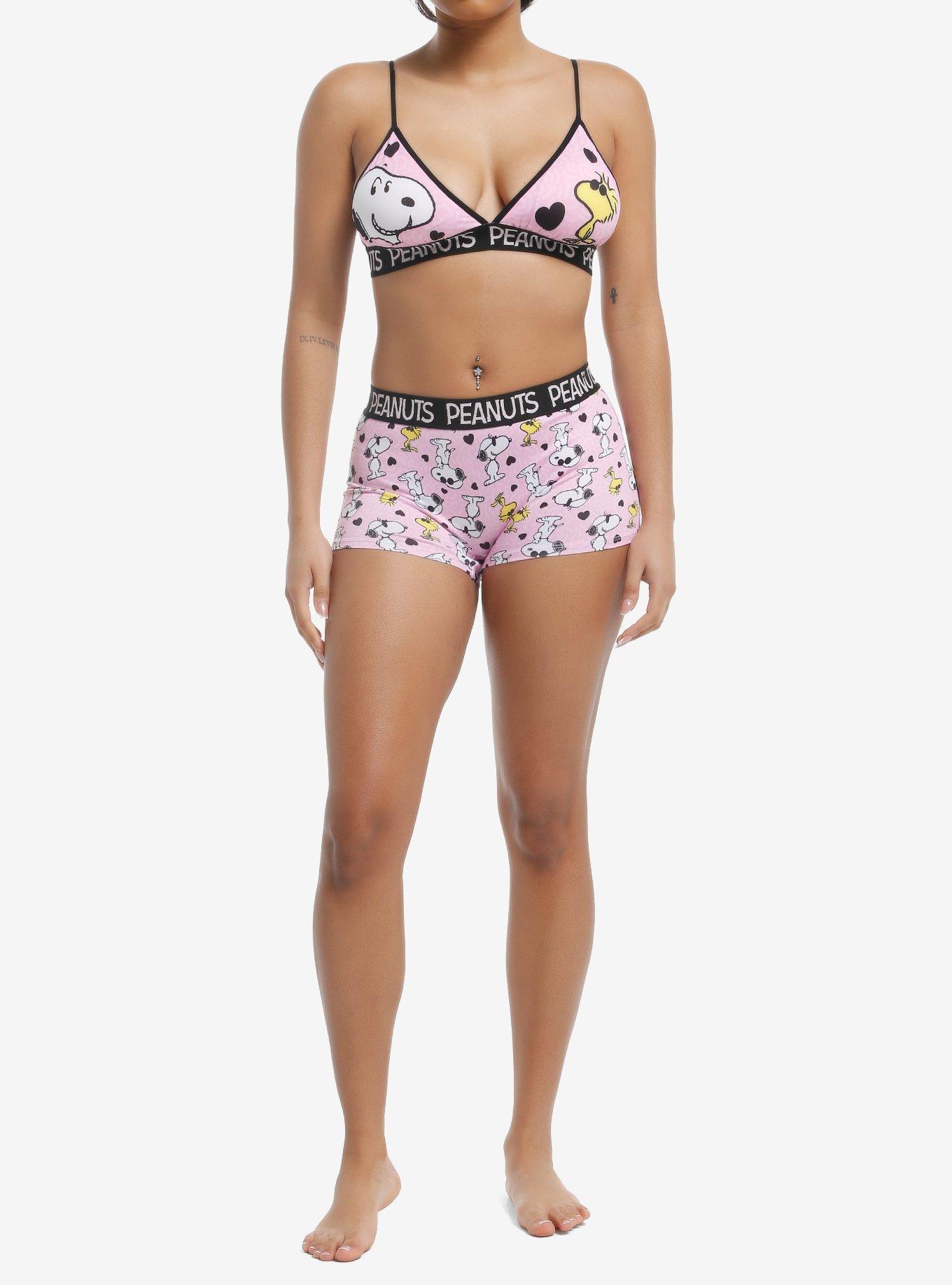 Peanuts Snoopy & Woodstock Hearts Bra & Boyshort Panty Set, , hi-res