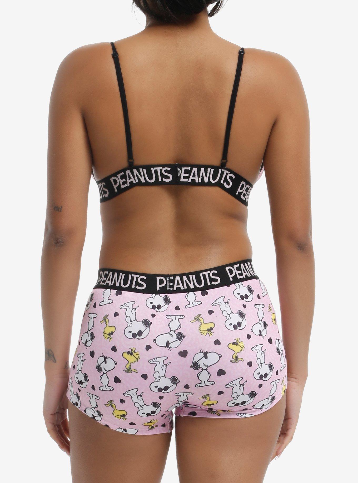 Peanuts Snoopy & Woodstock Hearts Bra & Boyshort Panty Set, MULTI, alternate