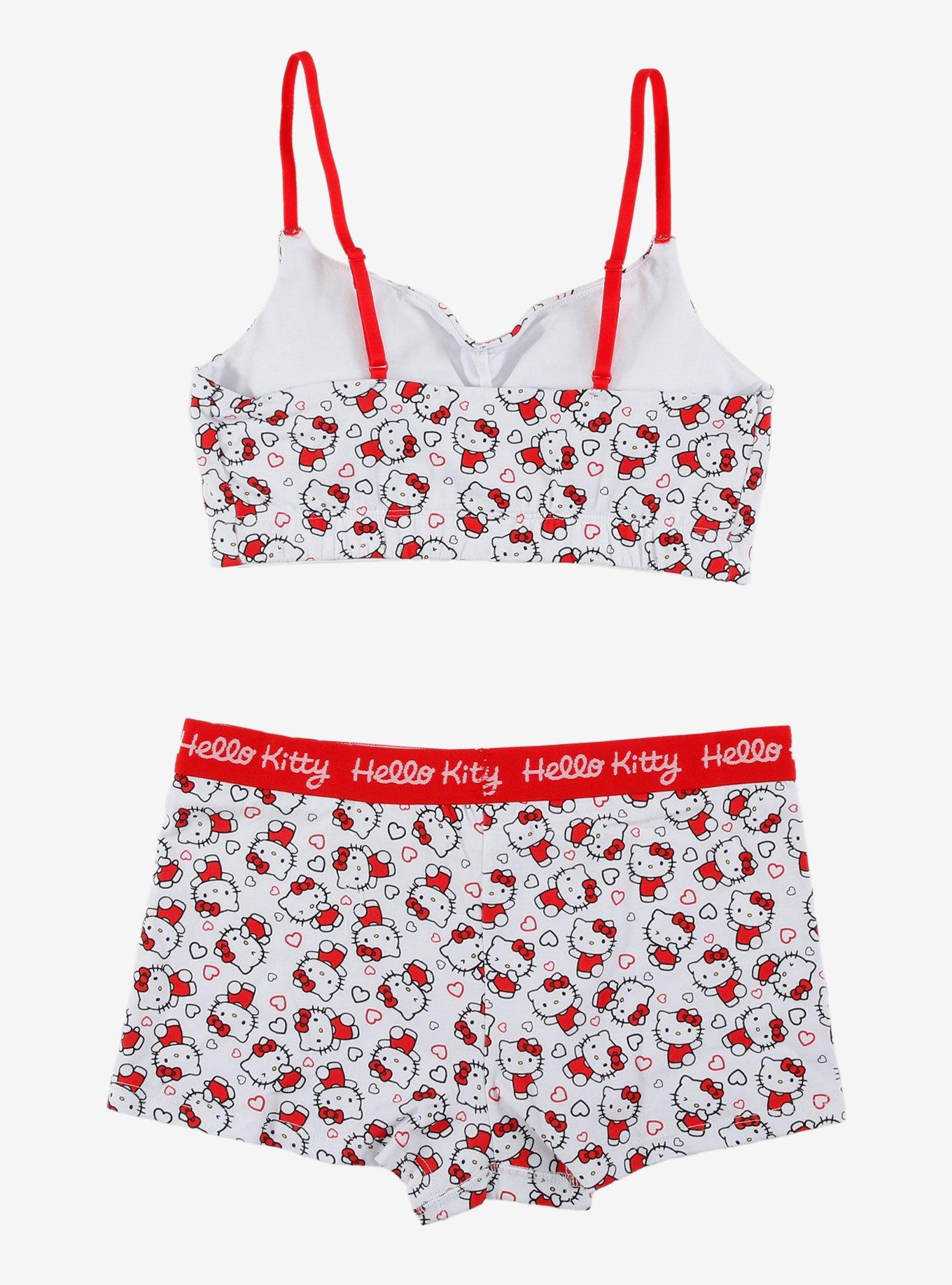 Hello Kitty Hearts Bra & Boyshort Panty Set, , hi-res