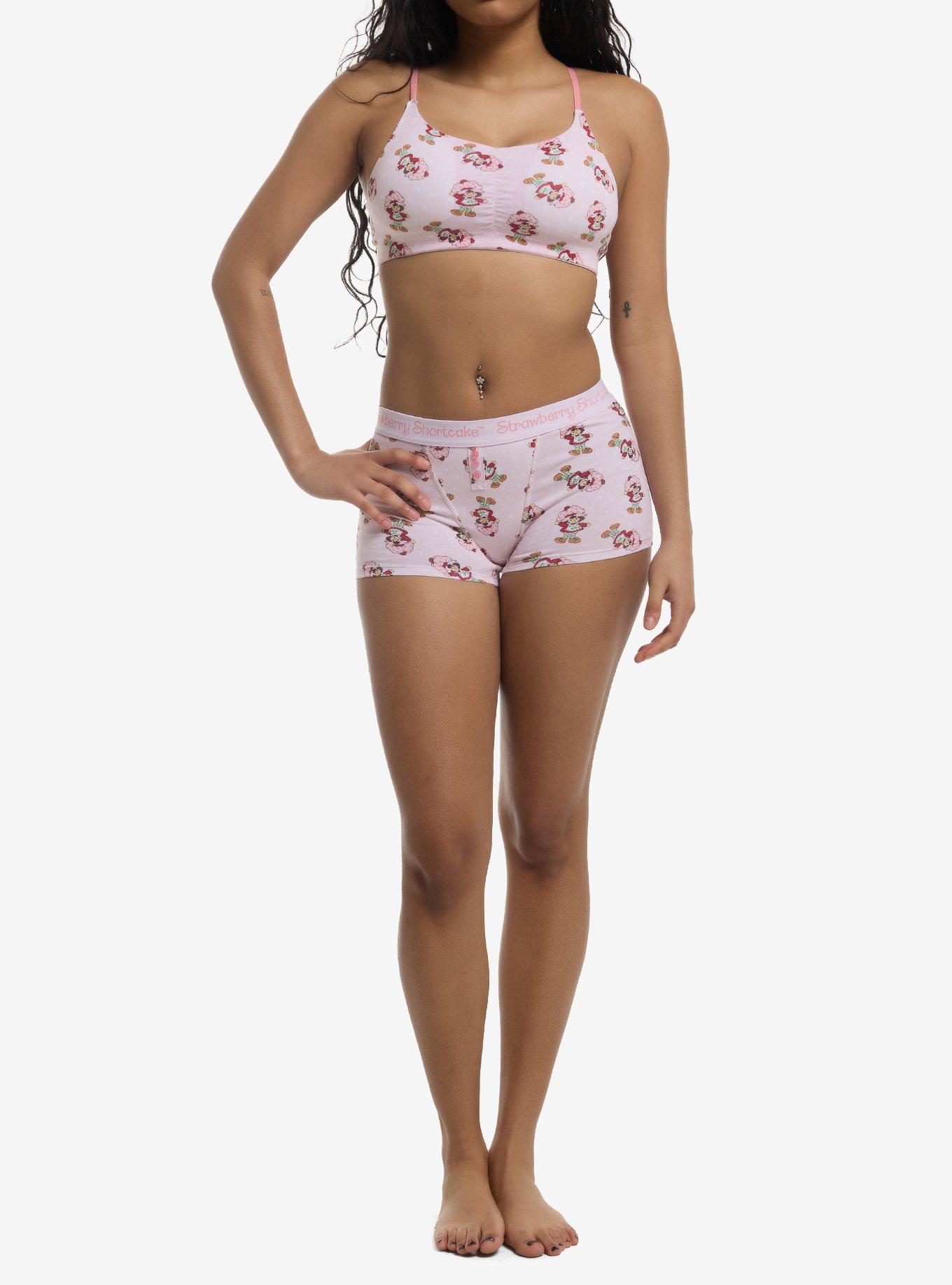 Strawberry Shortcake Pink Polka Dot Bra & Boyshort Panty Set, , hi-res