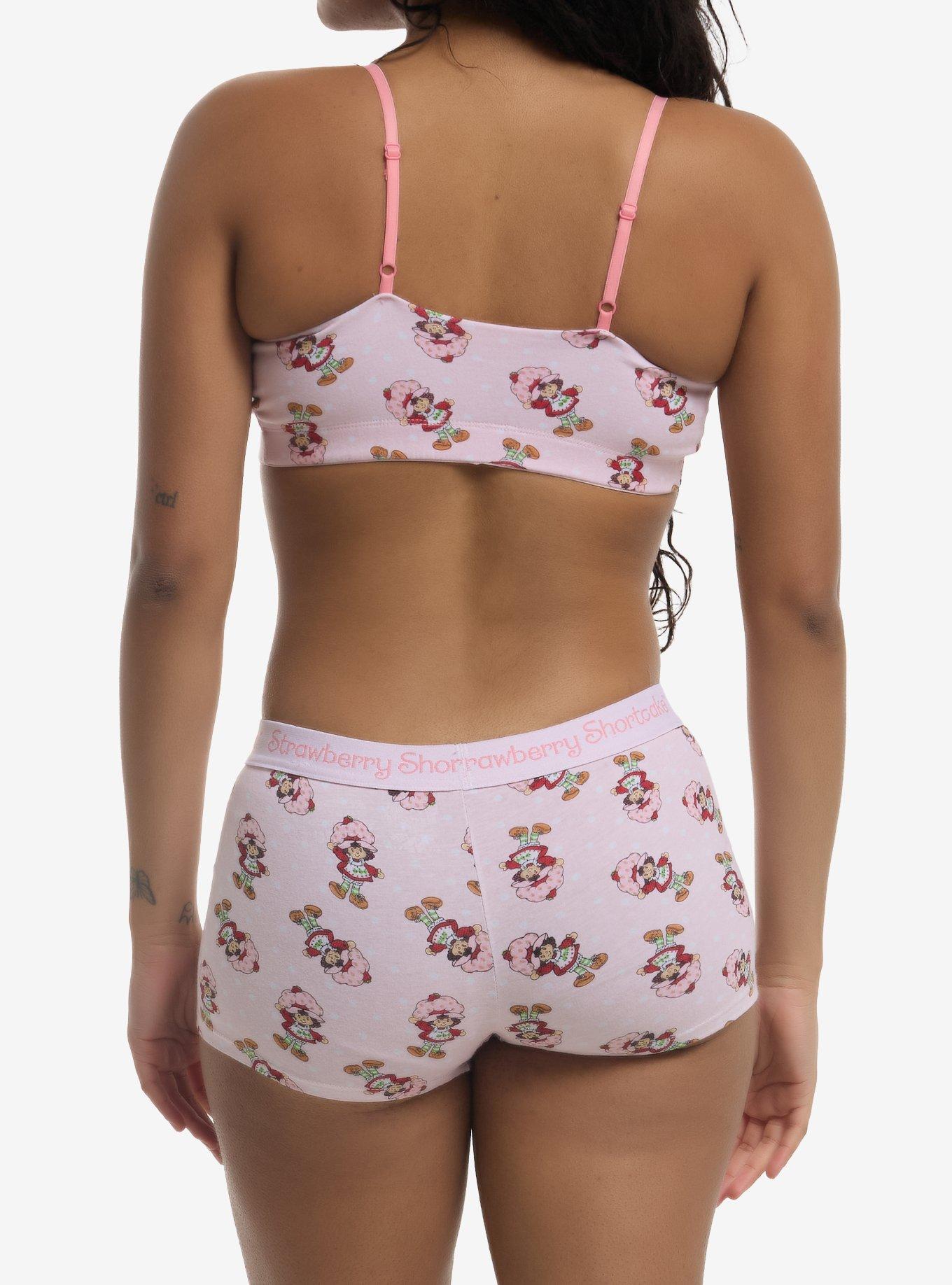 Strawberry Shortcake Pink Polka Dot Bra & Boyshort Panty Set, MULTI, alternate