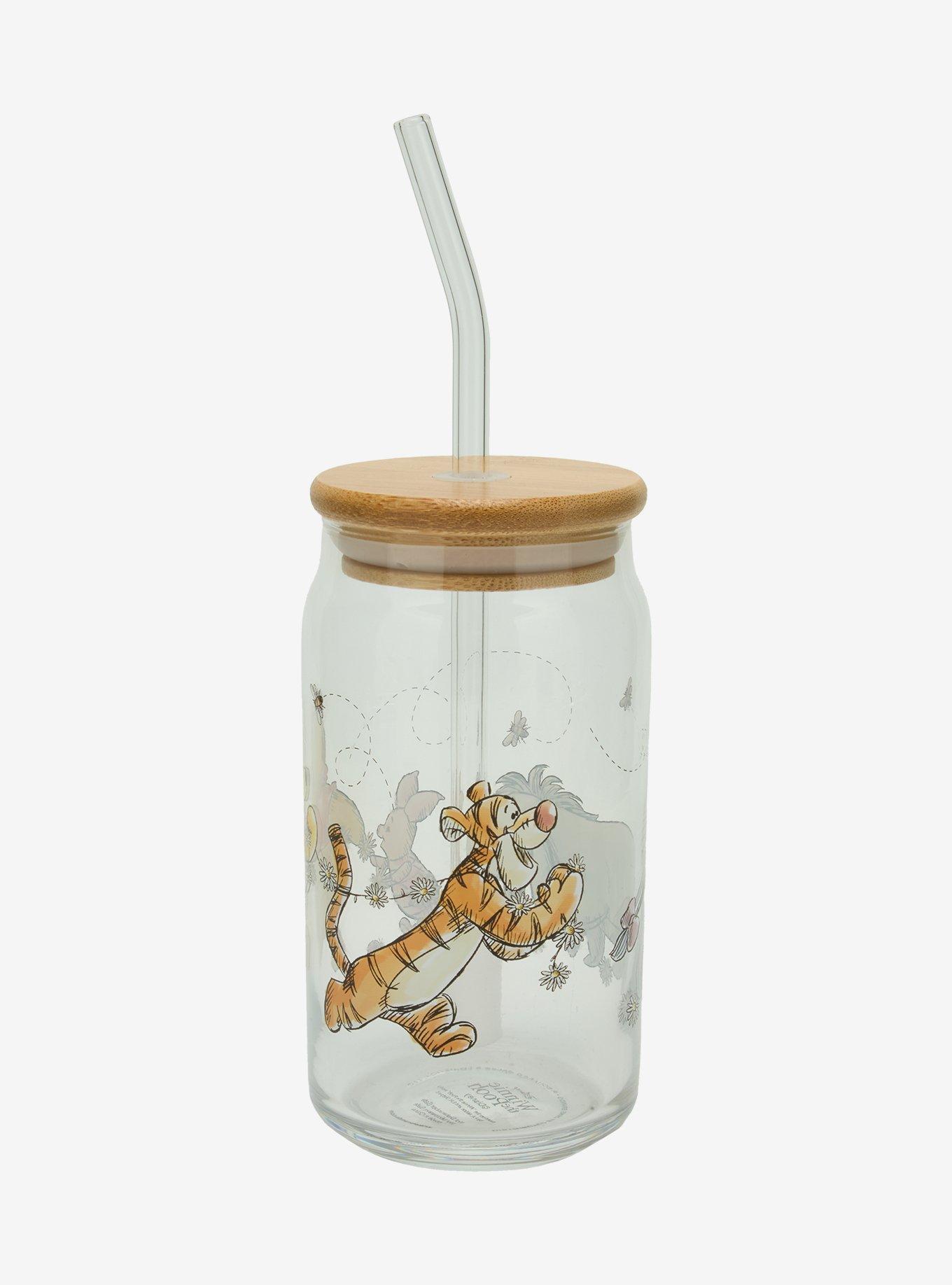 Disney Winnie the Pooh Daisy Chain Glass Cup With Straw