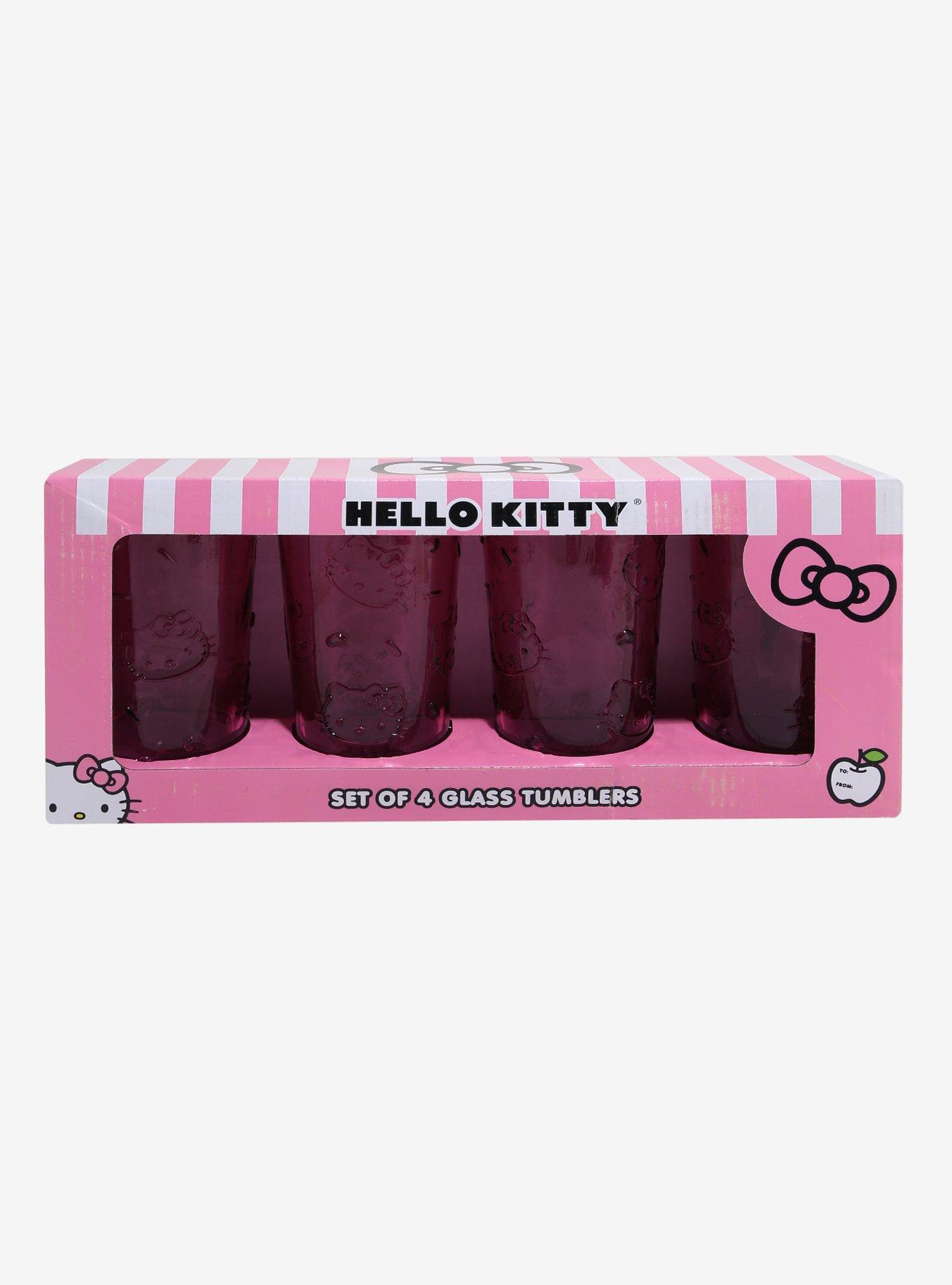 Sanrio Hello Kitty Embossed Pink Glass Set, , hi-res