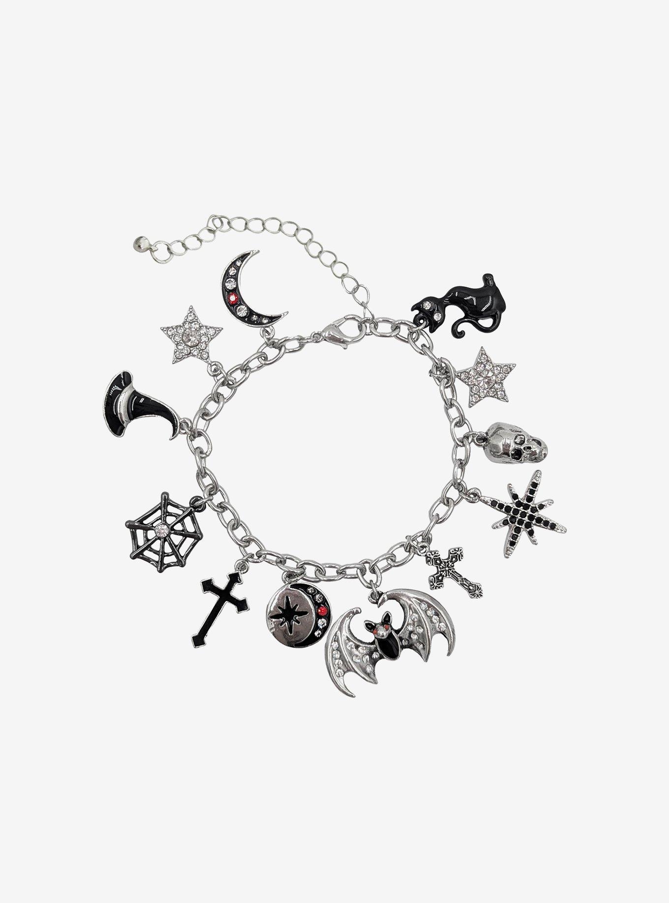Witch Charm Rhinestone Charm Bracelet, , hi-res
