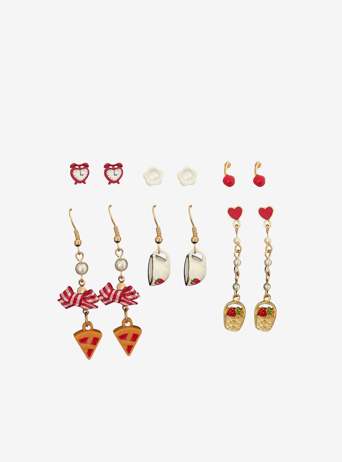 Thorn & Fable Strawberry Teacup Picnic Earring Set, , alternate