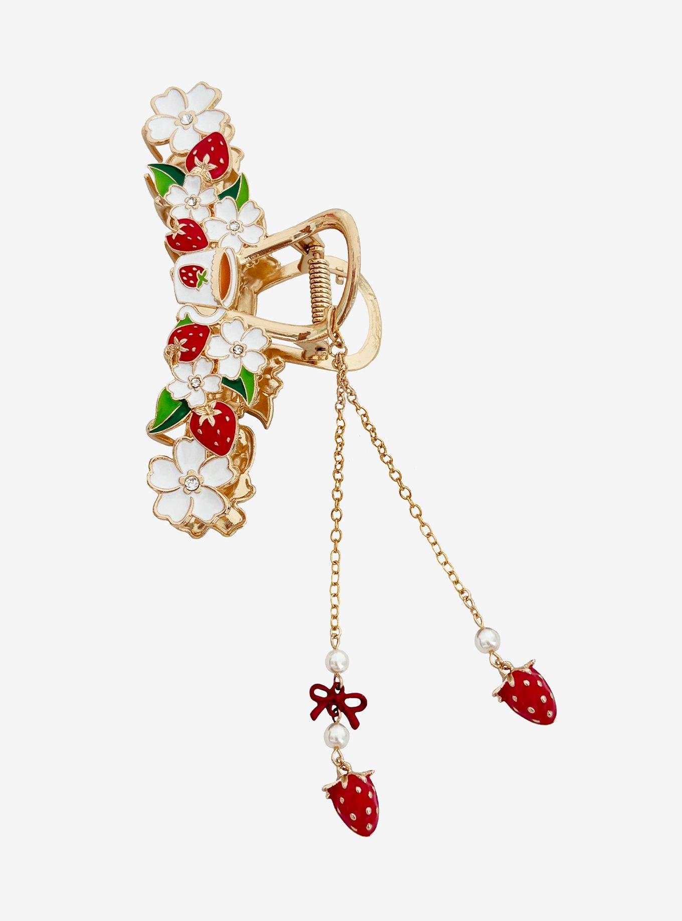 Thorn & Fable Strawberry Teacup Claw Hair Clip, , hi-res