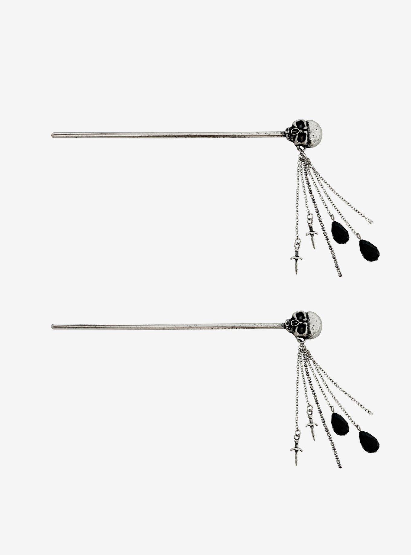 Cosmic Aura Skull Chain Hair Stick Set, , alternate