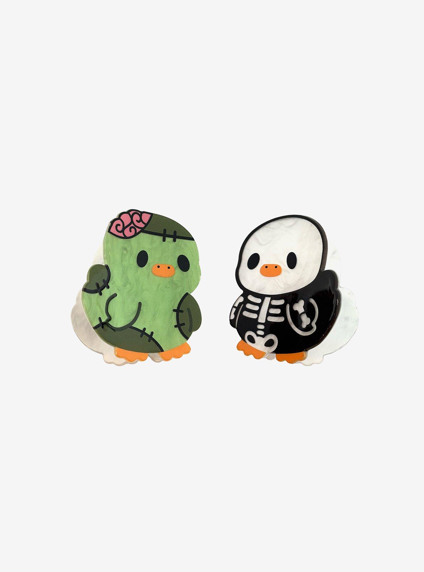Zombie Duck & Skeleton Duck Claw Hair Clip Set, , alternate