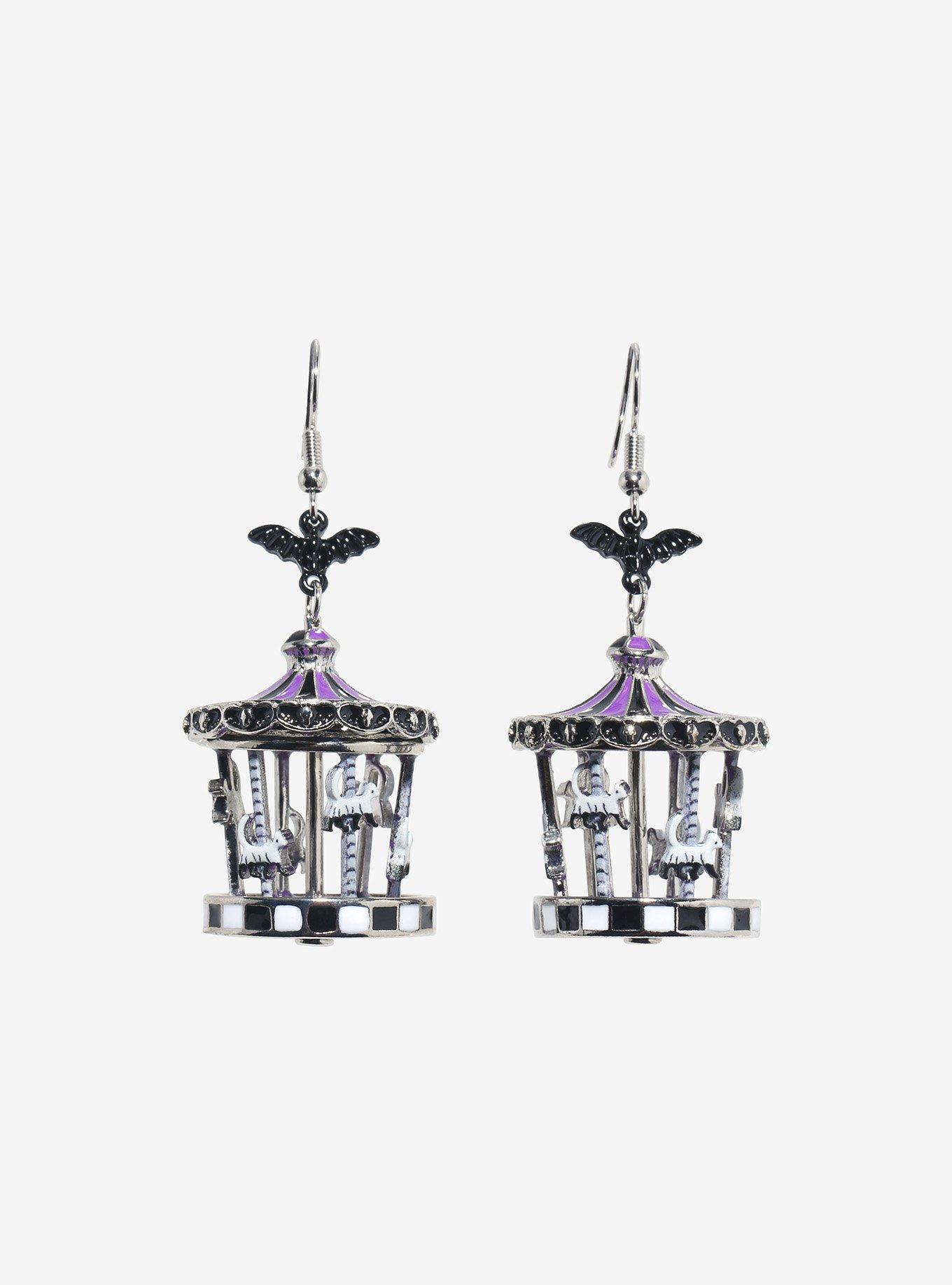 Ghost Cat Carousel Spinning Earrings, , hi-res