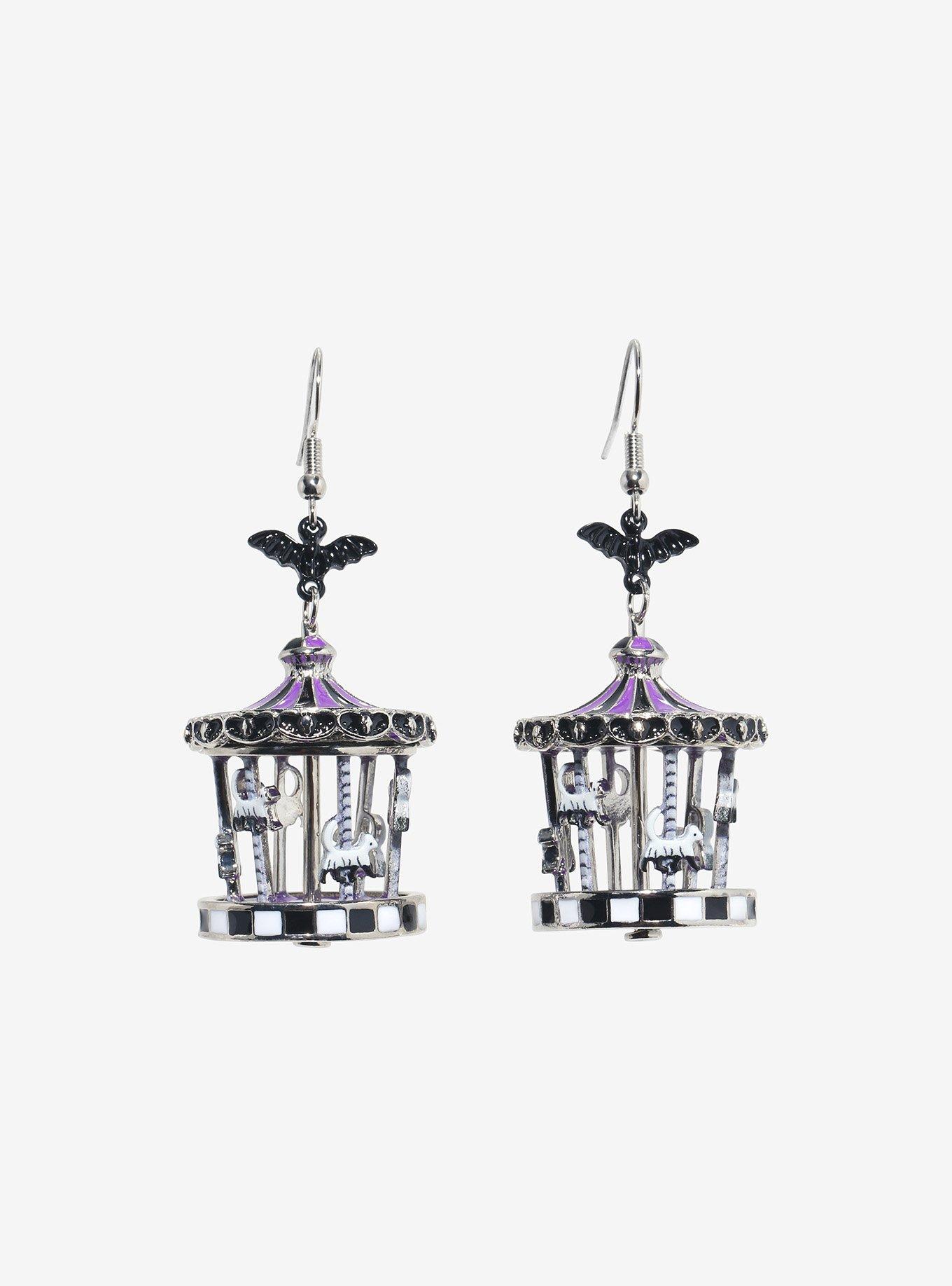 Ghost Cat Carousel Spinning Earrings, , alternate