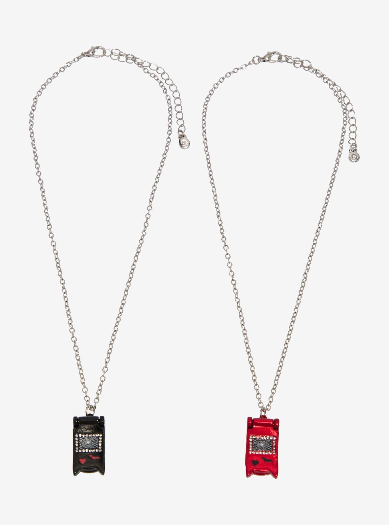 Black & Red Cat Flip Phone Best Friend Necklace Set, , hi-res