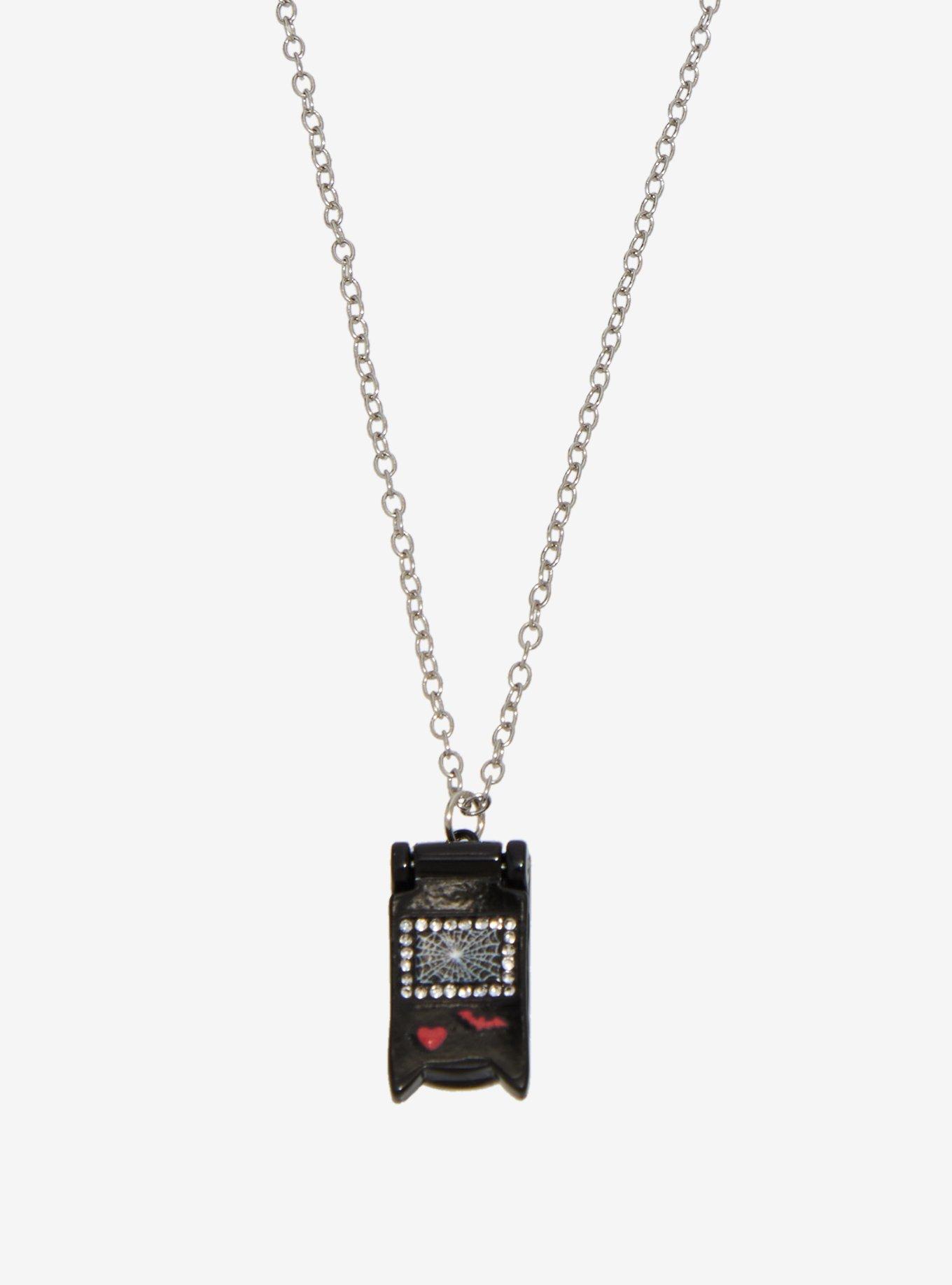 Black & Red Cat Flip Phone Best Friend Necklace Set, , alternate