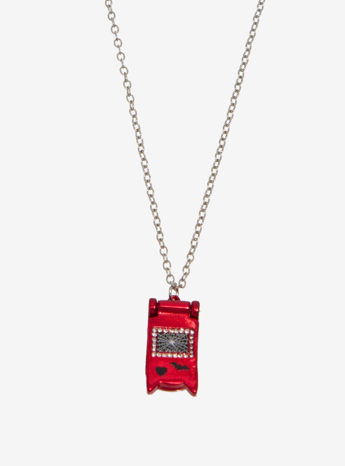 Black & Red Cat Flip Phone Best Friend Necklace Set, , alternate