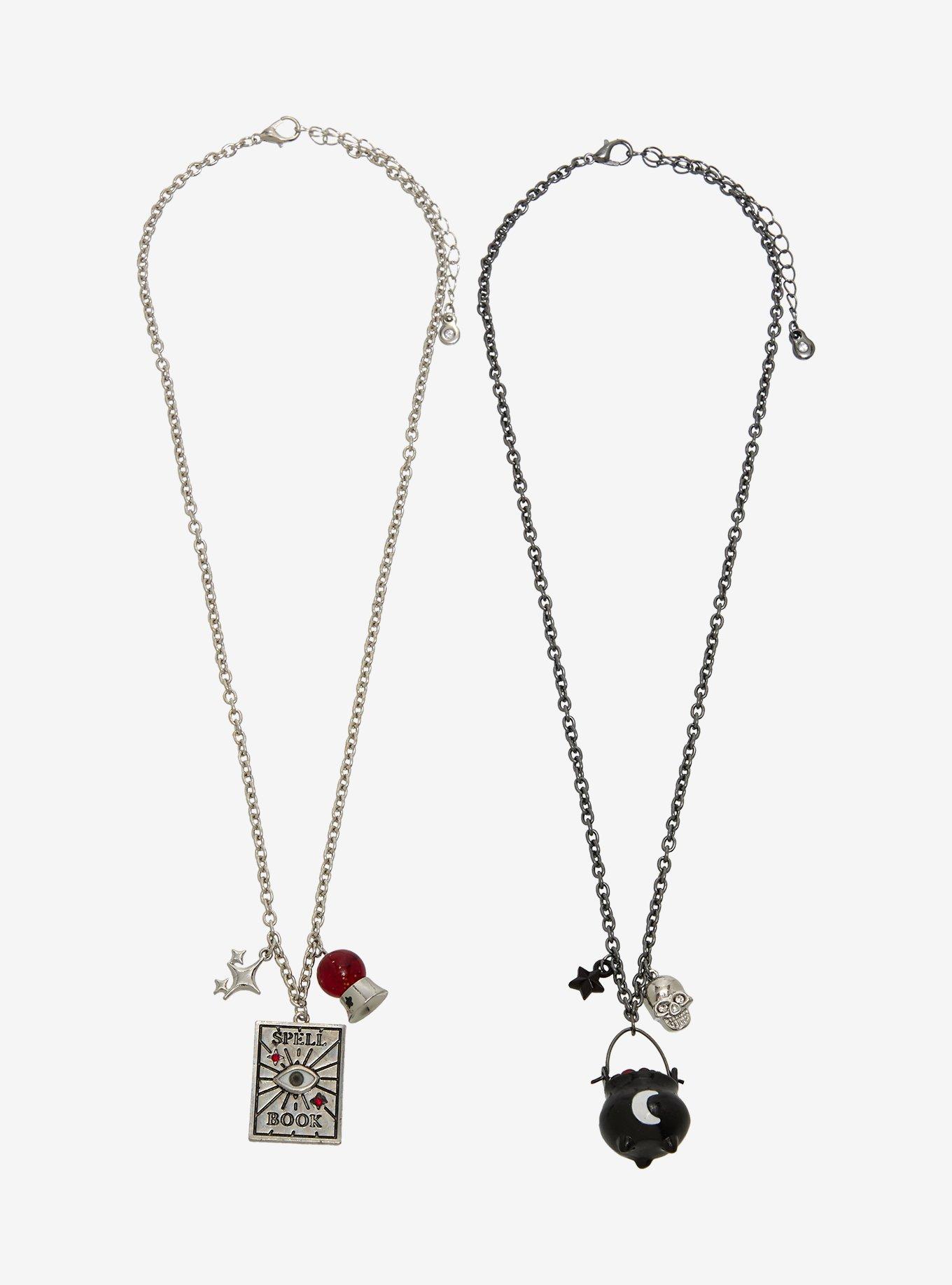 Witchy Cauldron Spell Book Best Friend Necklace Set, , hi-res