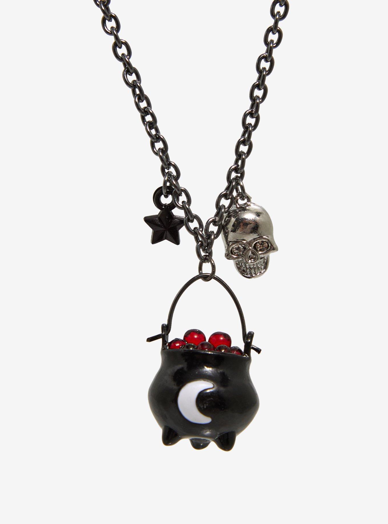 Witchy Cauldron Spell Book Best Friend Necklace Set, , alternate