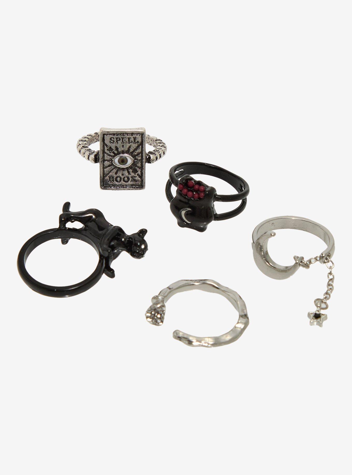 Witch Cat Spell Book Ring Set, , hi-res