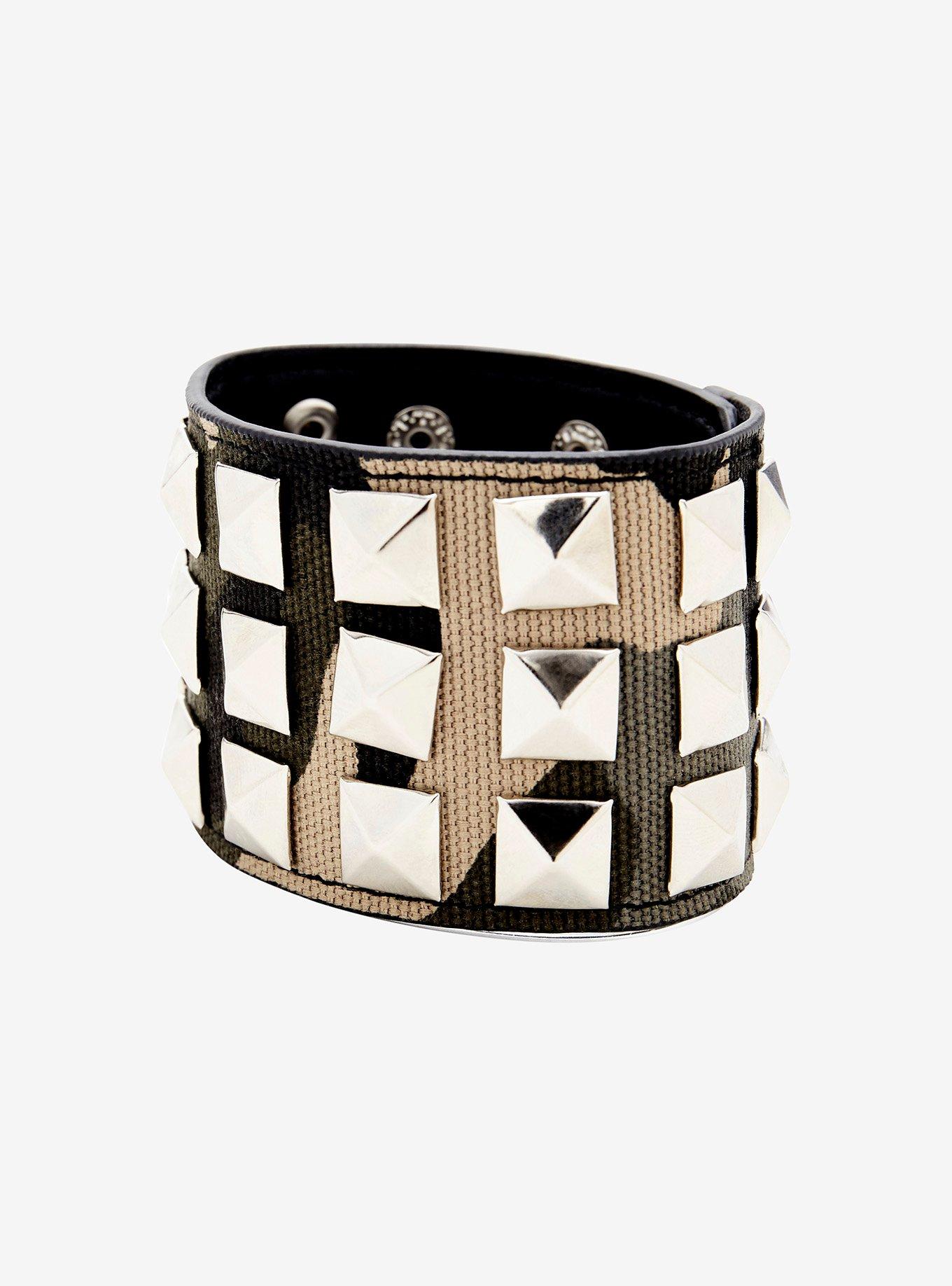 Camouflage Pyramid Stud Cuff Bracelet, , hi-res