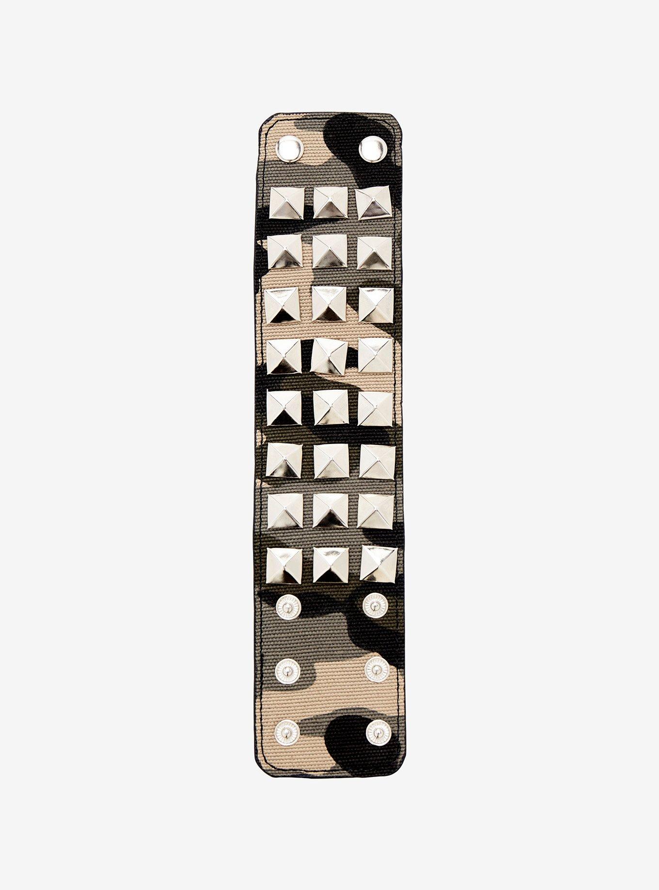 Camouflage Pyramid Stud Cuff Bracelet, , alternate