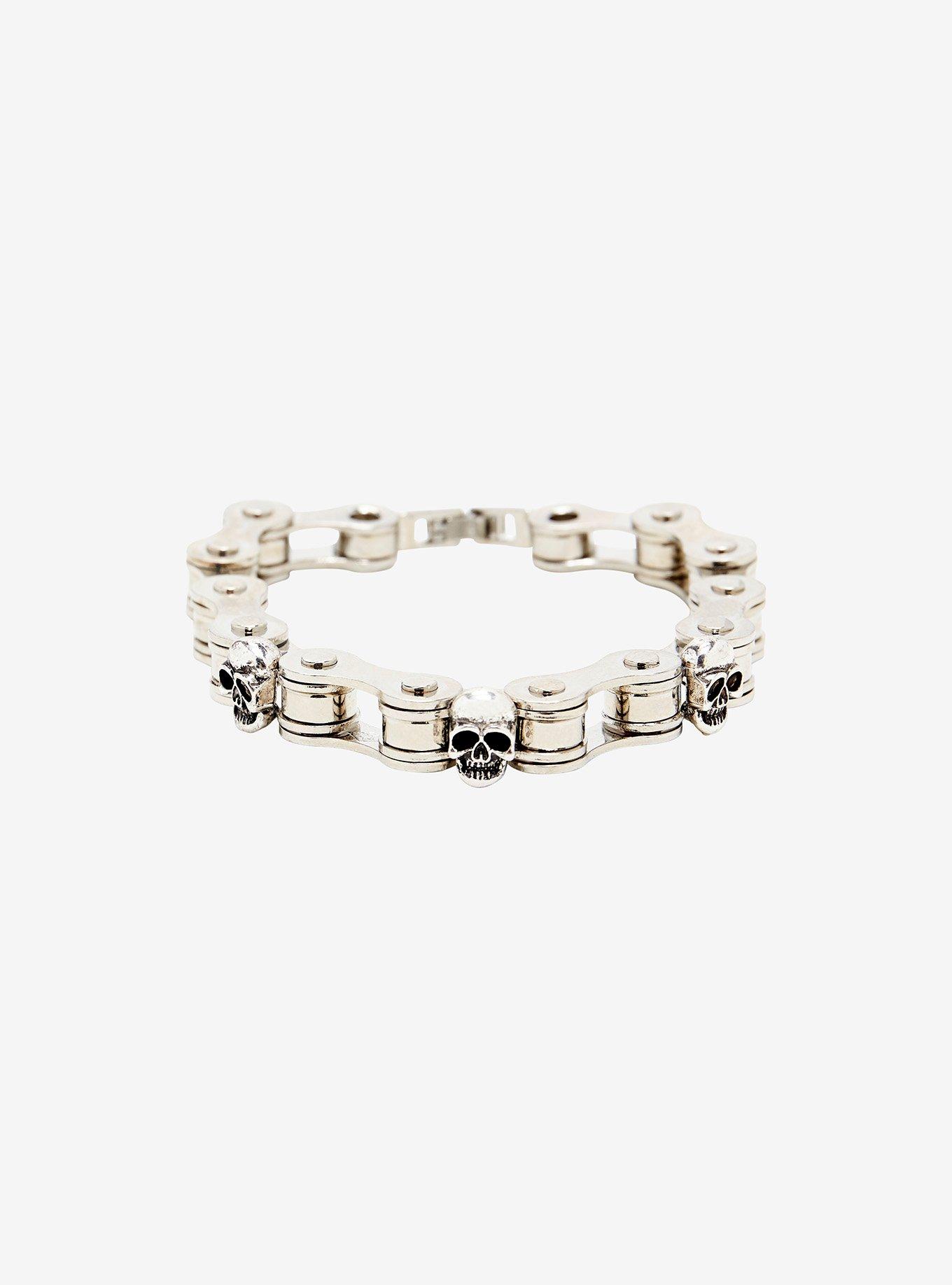 Skull Bike Chain Bracelet, , hi-res