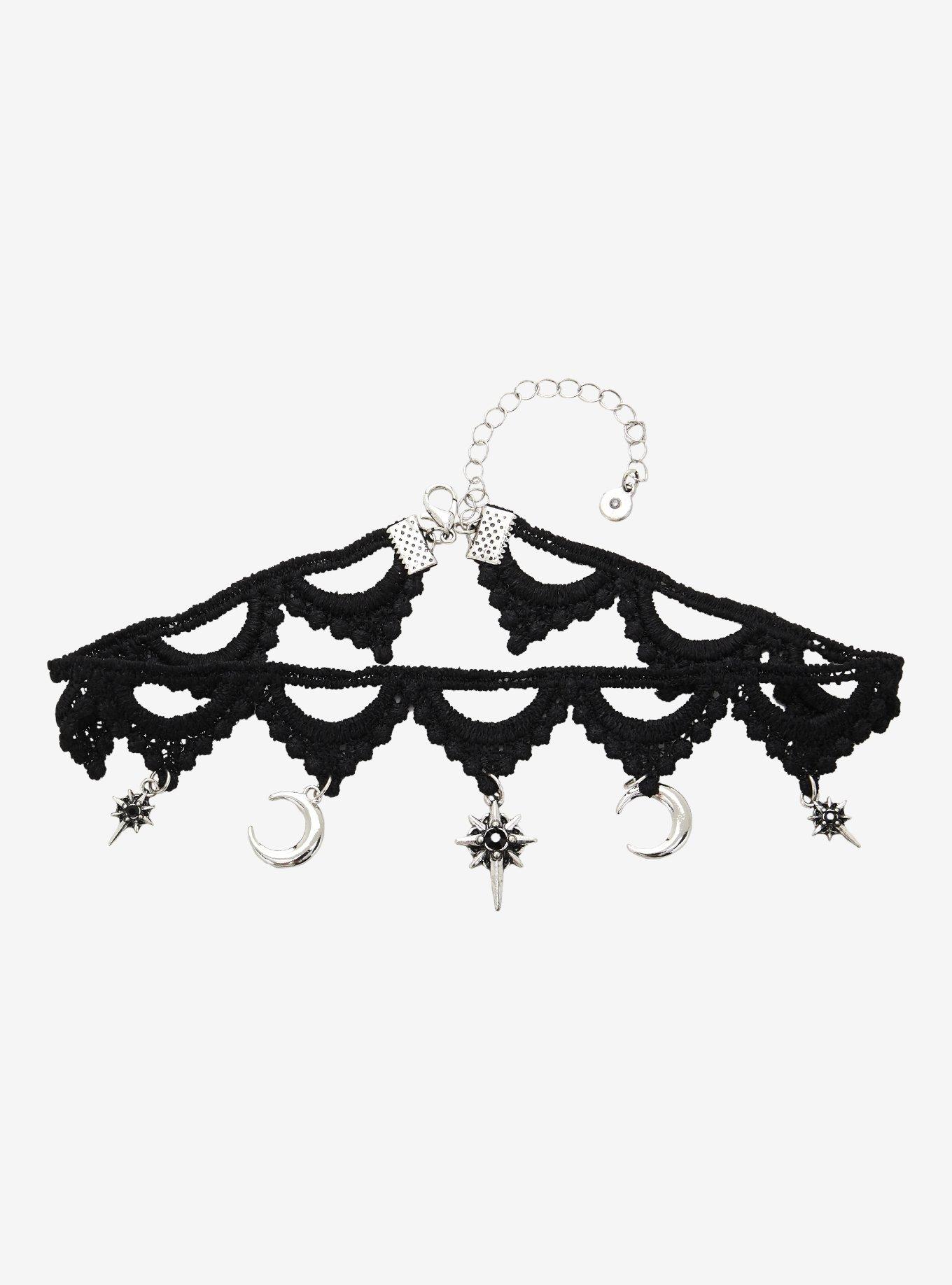 Cosmic Aura Witch Charm Embroidered Choker, , hi-res