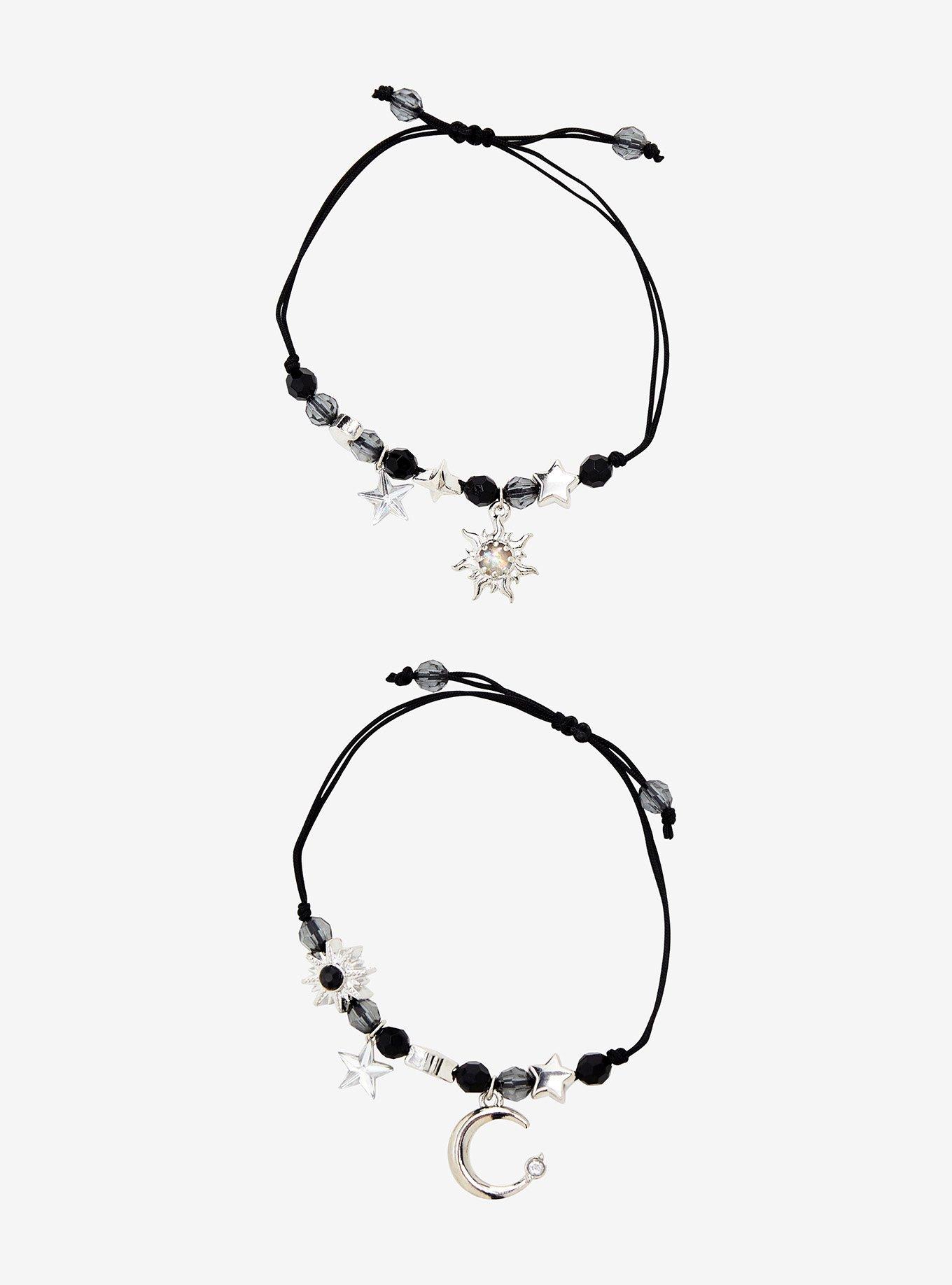 Cosmic Aura Sun & Moon Monochrome Bead Best Friend Cord Bracelet Set, , hi-res