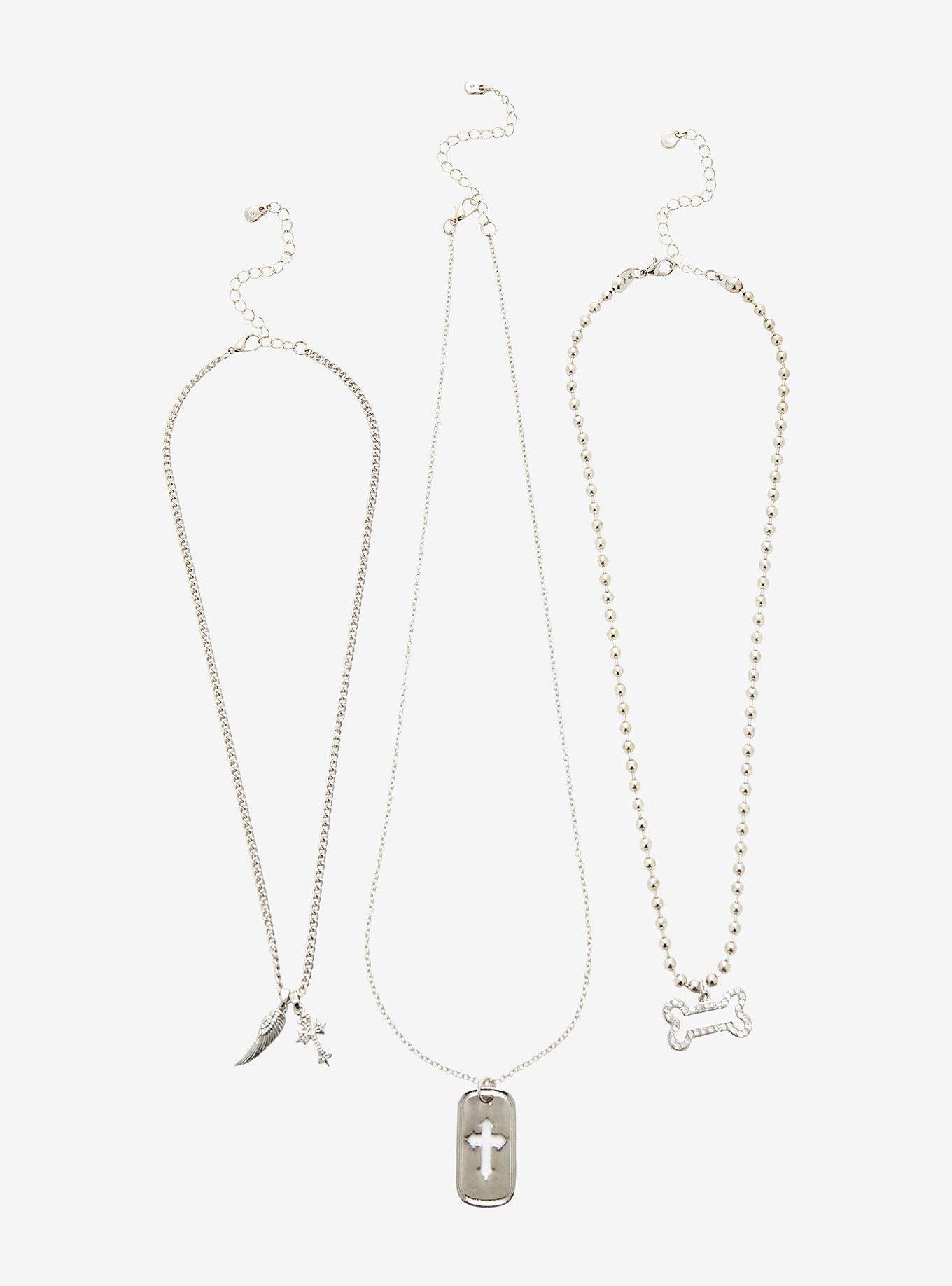 Dog Bone Cross Necklace Set, , hi-res