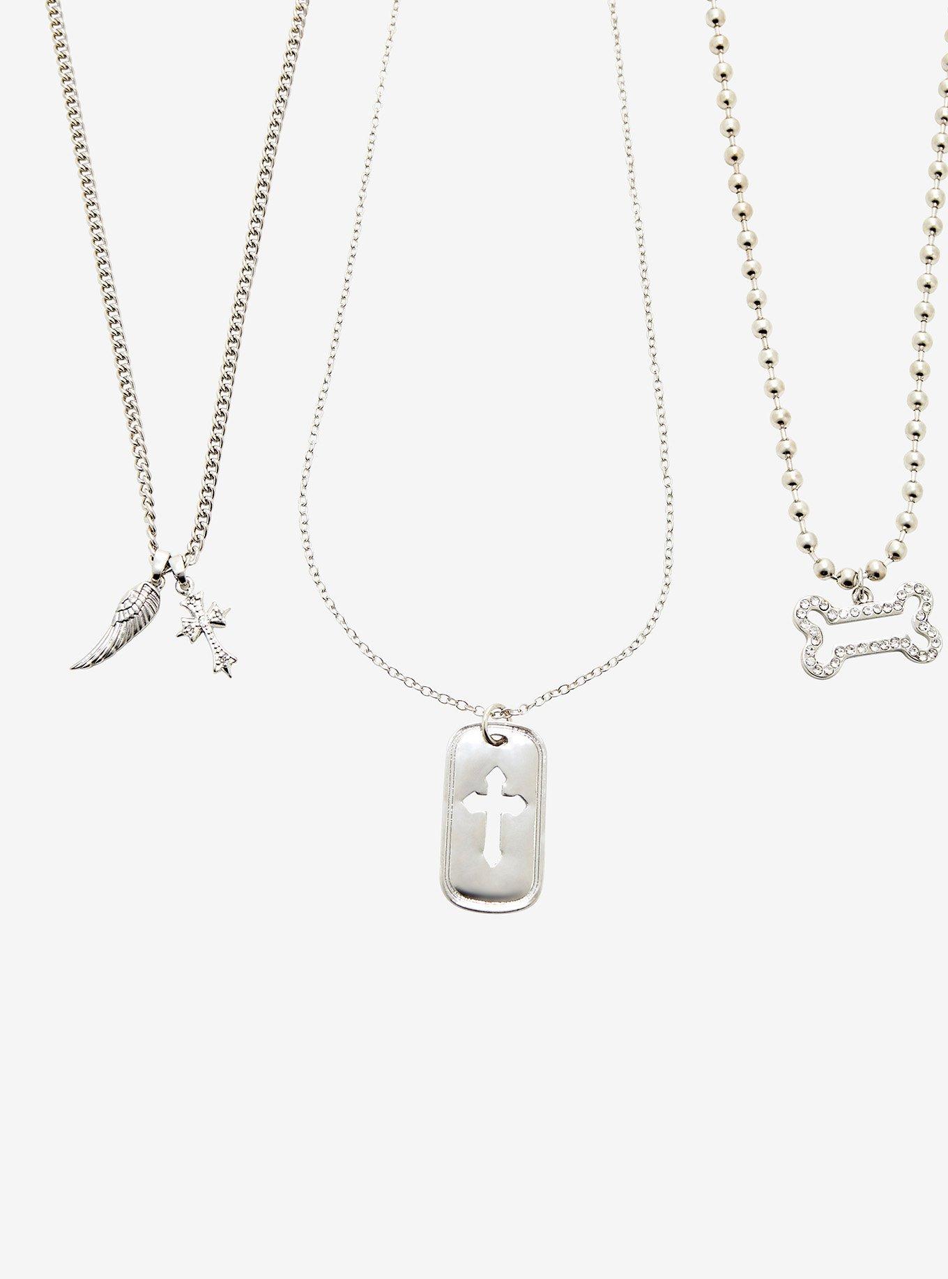 Dog Bone Cross Necklace Set, , alternate