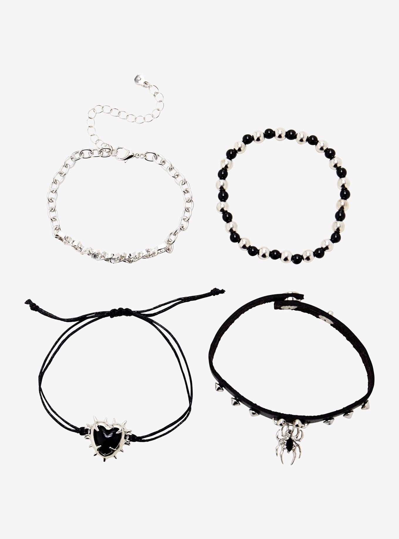 Social Collision Spiky Heart Spider Bracelet Set, , hi-res