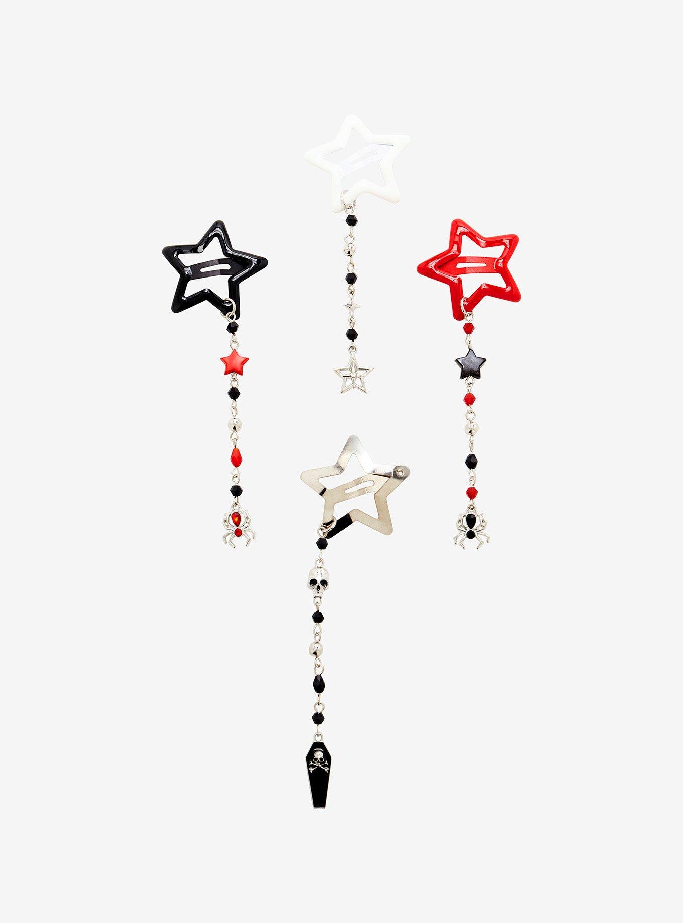 Social Collision Spider Charm Star Hair Clip Set, , hi-res