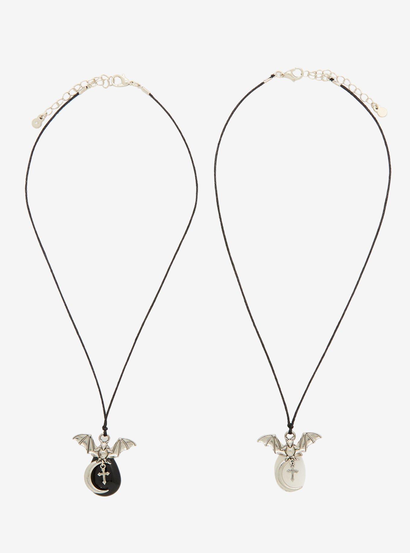 Cosmic Aura Bat Moon Stone Best Friend Cord Necklace Set, , hi-res