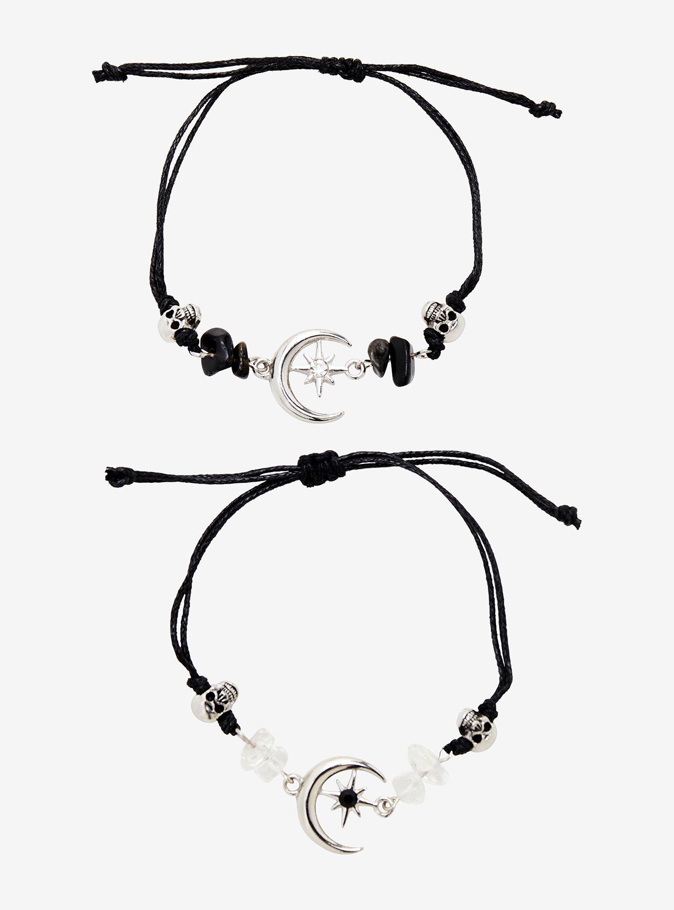 Cosmic Aura Skull Crescent Moon Best Friend Cord Bracelet Set, , hi-res