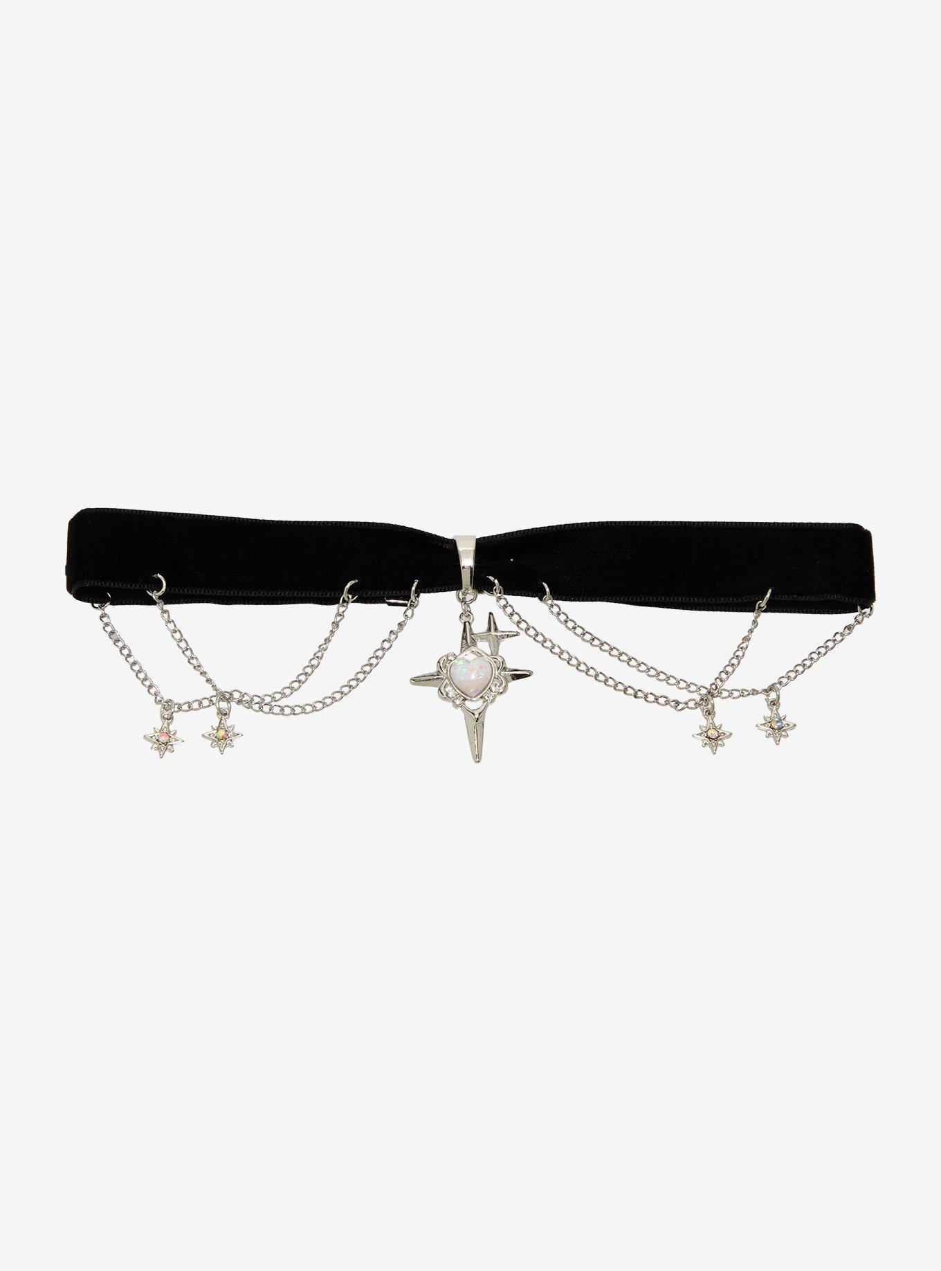 Cosmic Aura Star Chain Velvet Choker, , hi-res