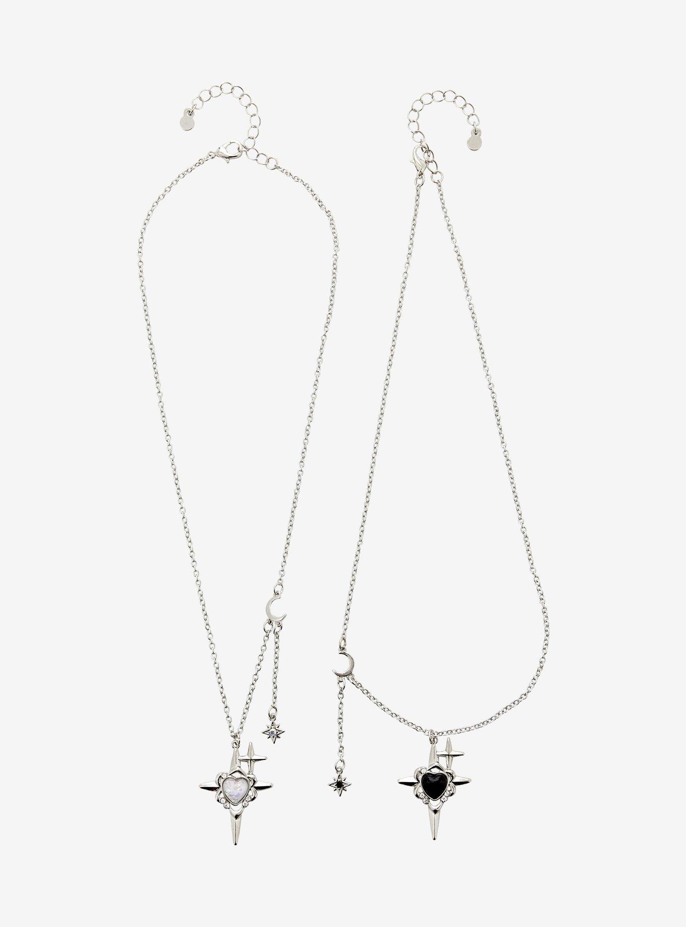 Cosmic Aura Black & White Star Charm Best Friend Necklace Set, , hi-res