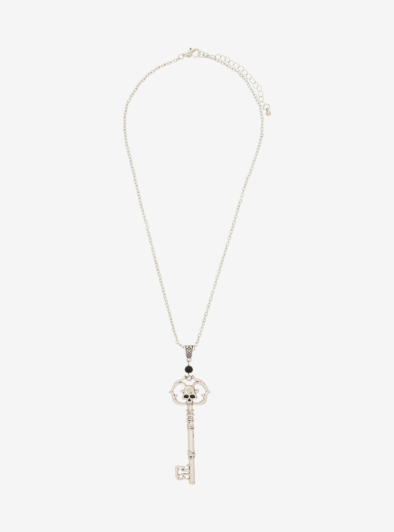 Skull Key Pendant Necklace, , hi-res