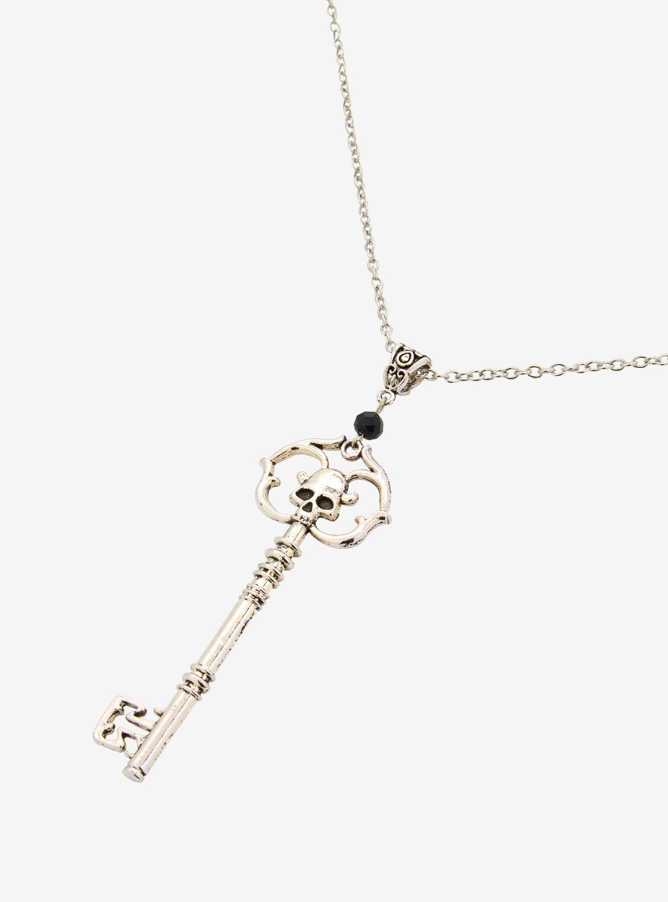 Skull Key Pendant Necklace, , alternate