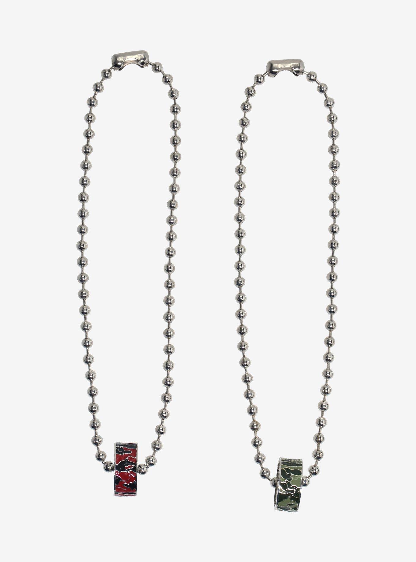 Red & Green Ring Band Best Friend Necklace Set, , hi-res