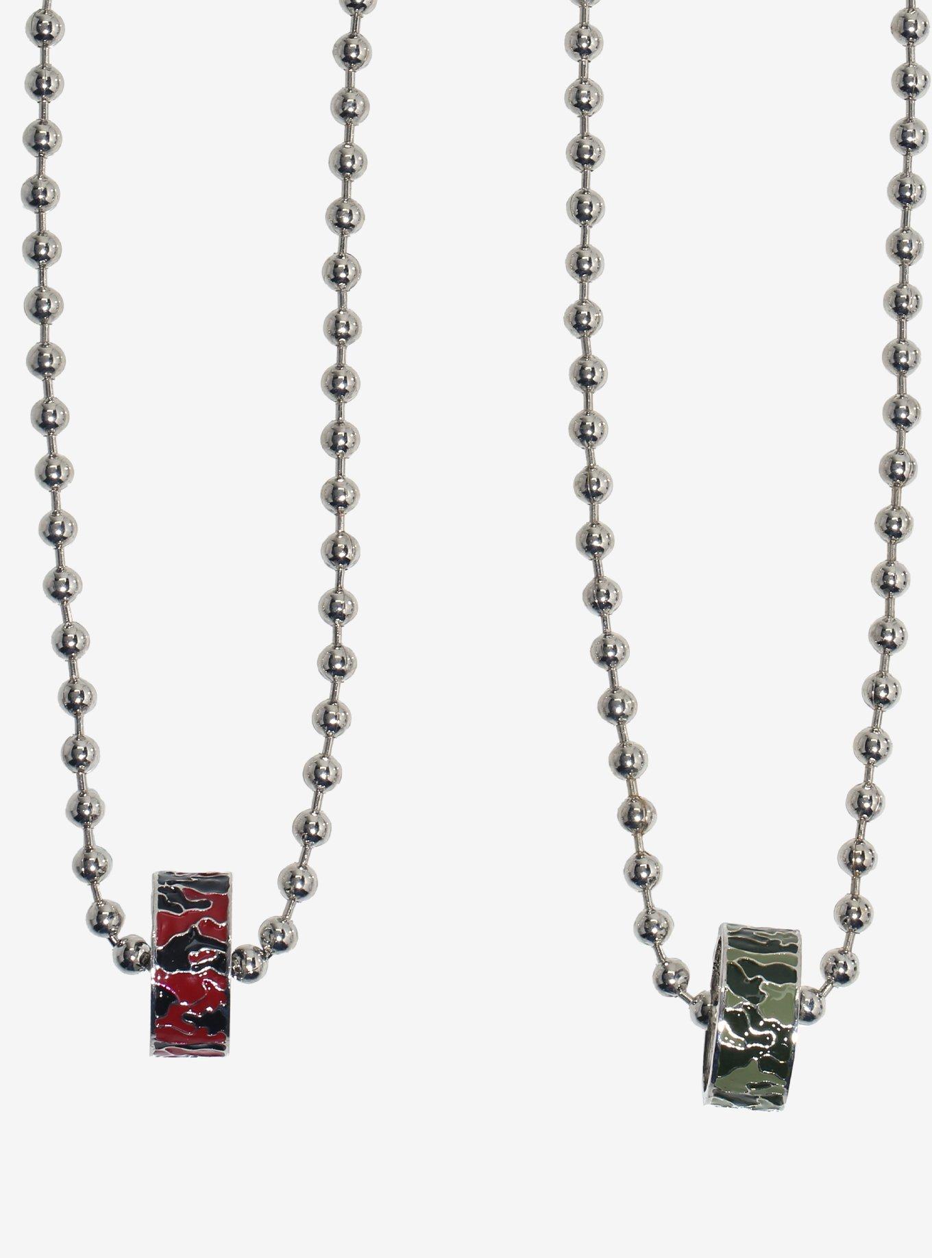 Red & Green Ring Band Best Friend Necklace Set, , alternate
