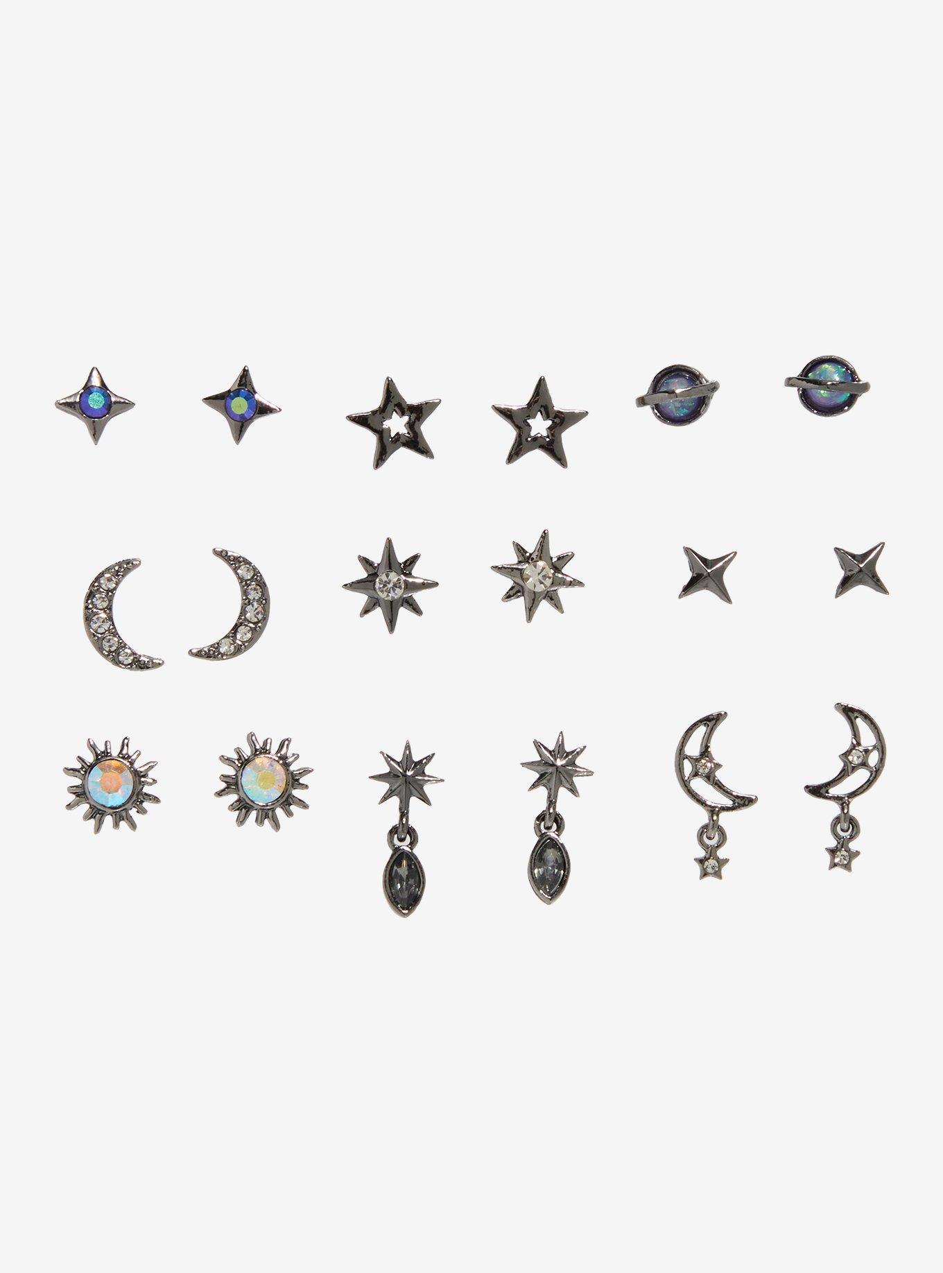 Cosmic Aura Dark Star Celestial Stud Earring Set, , hi-res