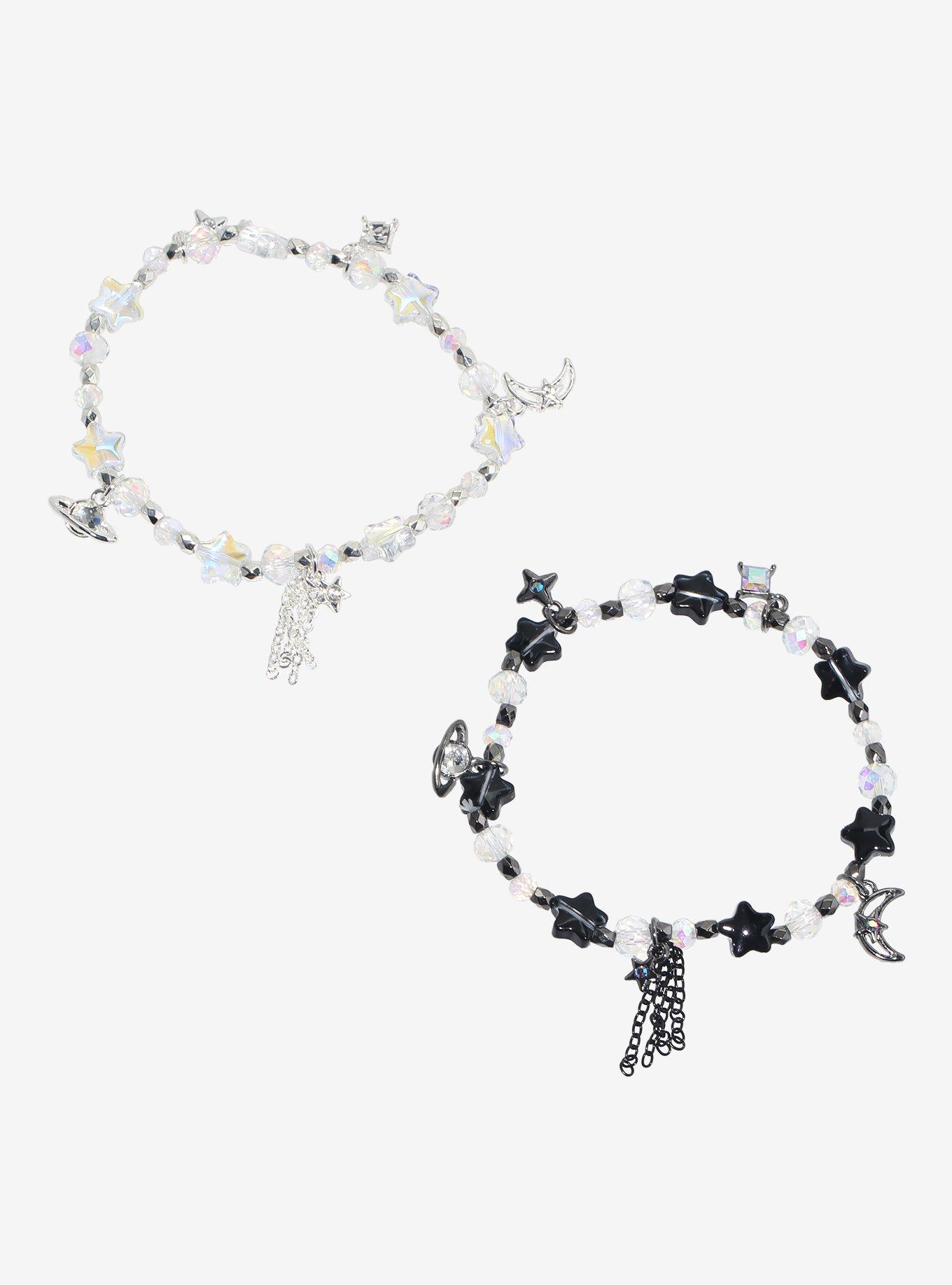 Cosmic Aura Light & Dark Star Beaded Best Friend Bracelet Set, , hi-res