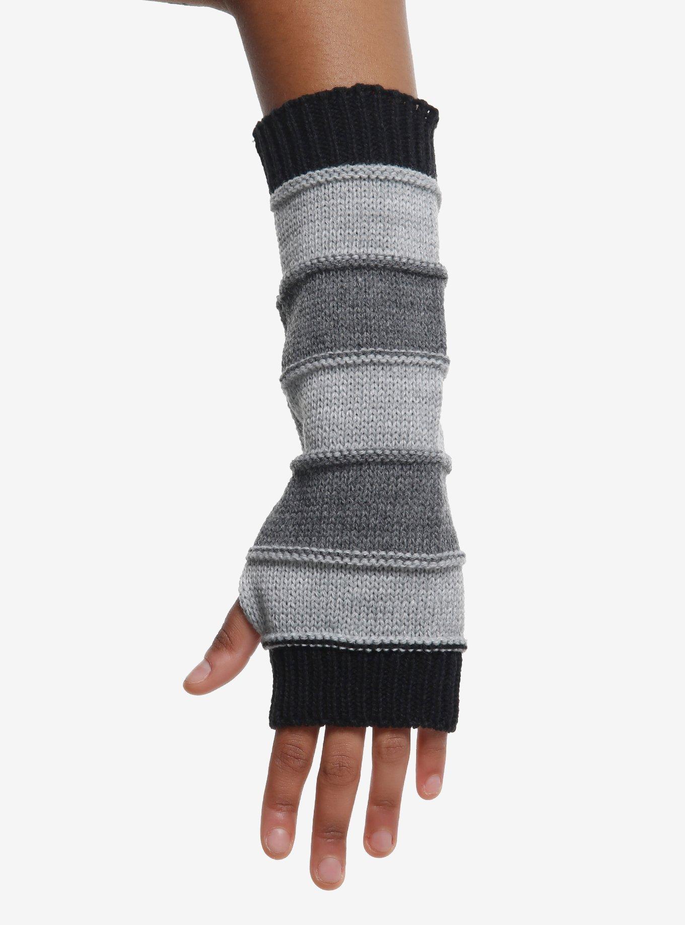 Grey & Black Layered Arm Warmers, , hi-res