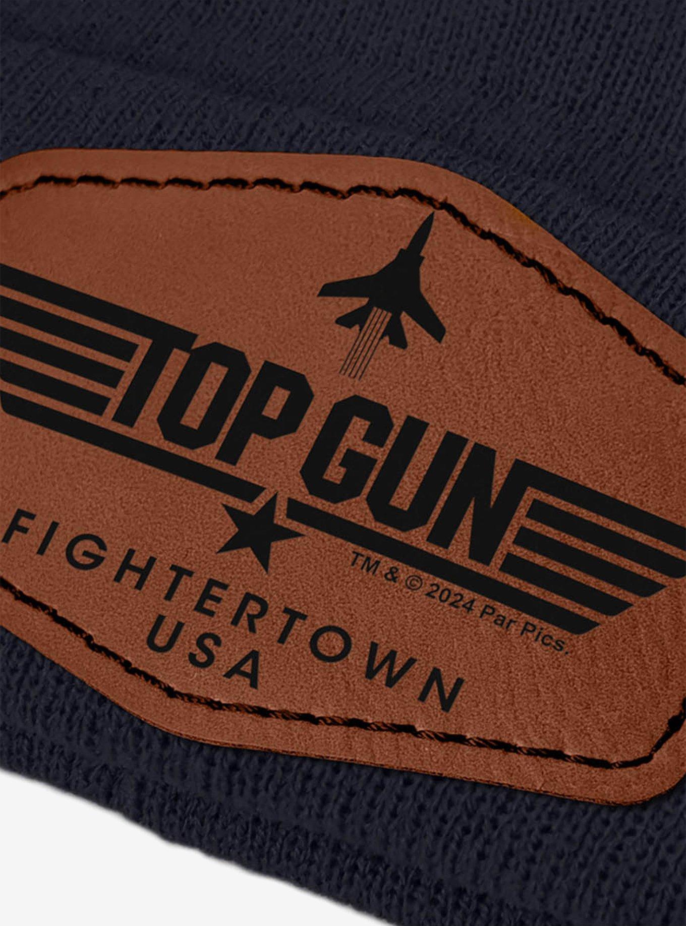 Top Gun Fightertown USA Stripe Logo Leather Patch Knit Beanie, , hi-res