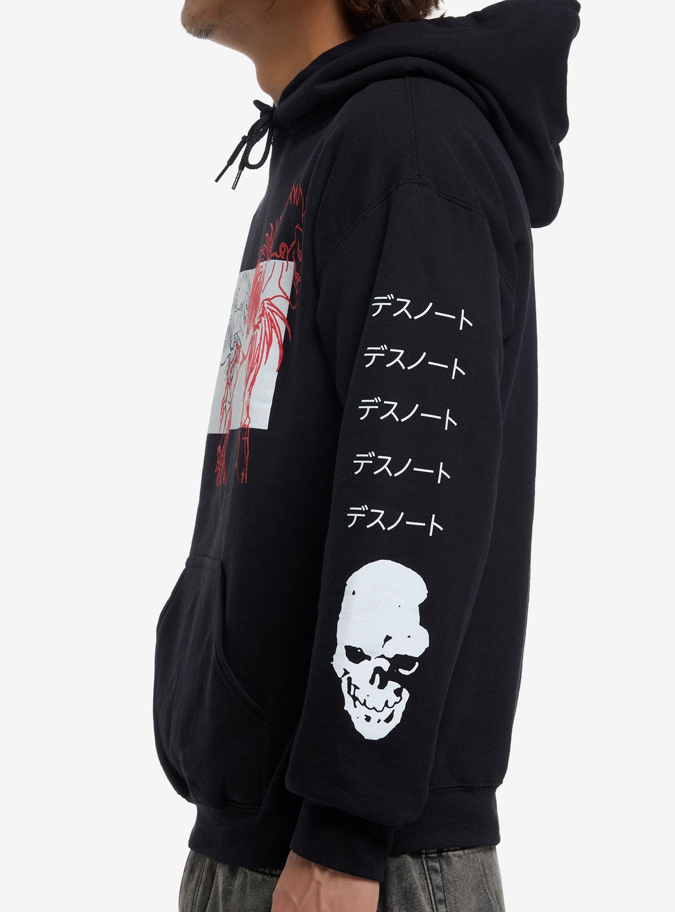 Death Note Ryuk Outline Panel Hoodie, BLACK, alternate