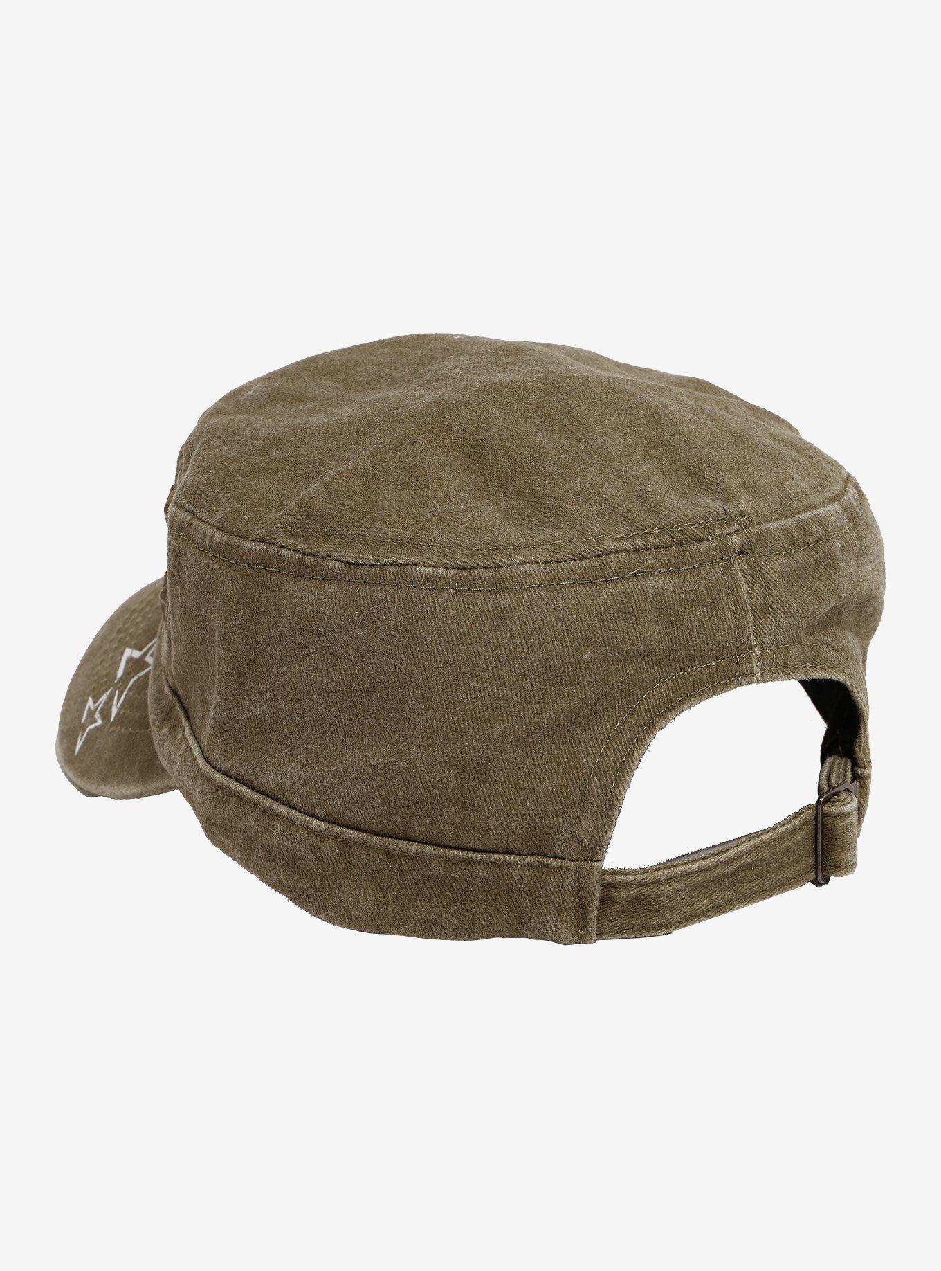 Grunge Army Green Star Stud Cadet Hat, , hi-res