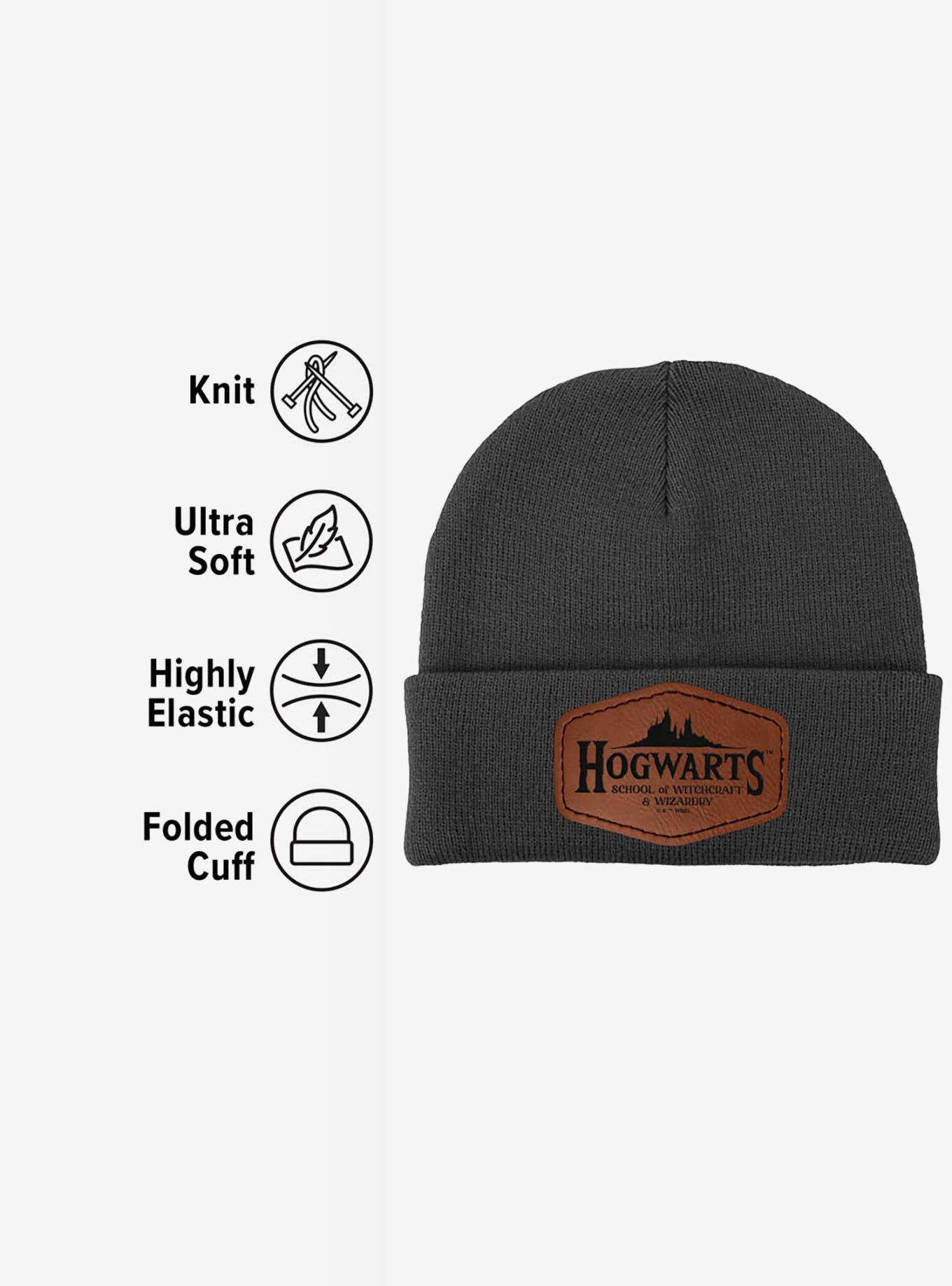 Harry Potter Property of Hogwarts Leather Patch Knit Beanie, , alternate