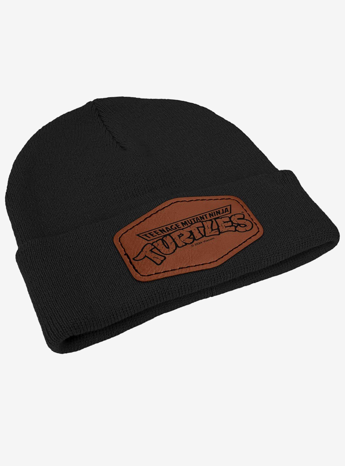 Teenage Mutant Ninja Turtles Monochromatic Logo Leather Patch Knit Beanie, , alternate