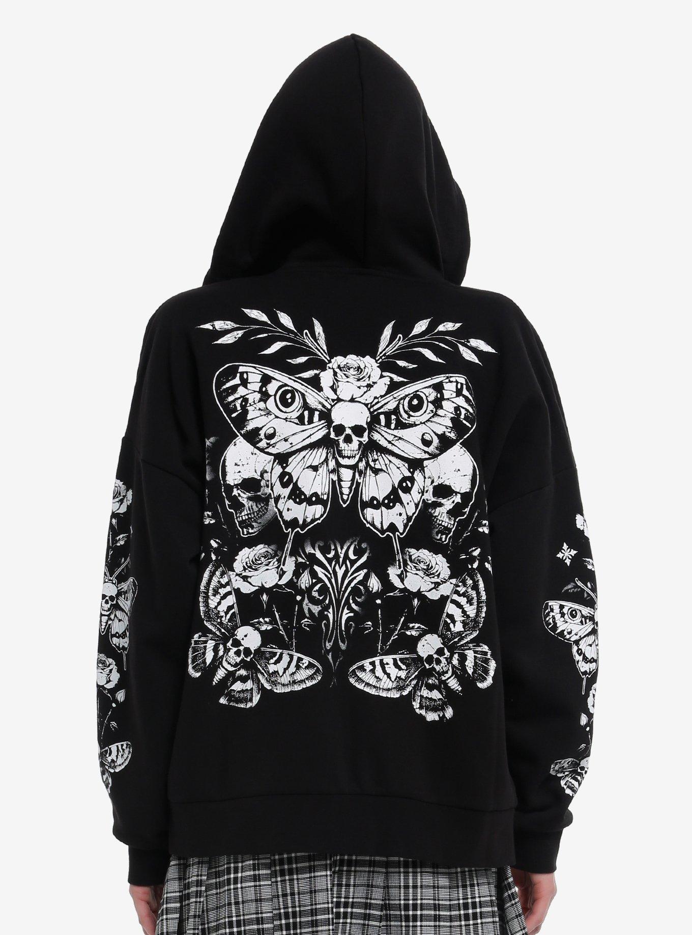 Cosmic Aura Death's-Head Moth & Roses Girls Hoodie, , hi-res