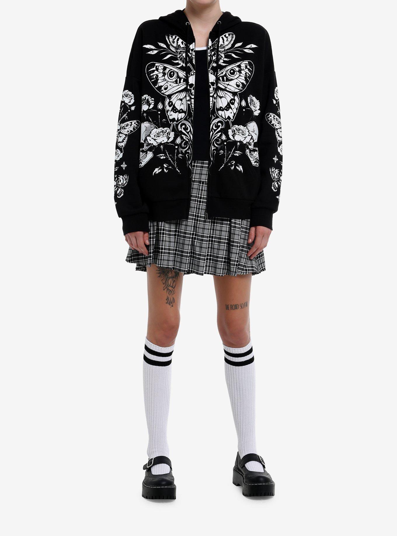 Cosmic Aura Death's-Head Moth & Roses Girls Hoodie, , alternate